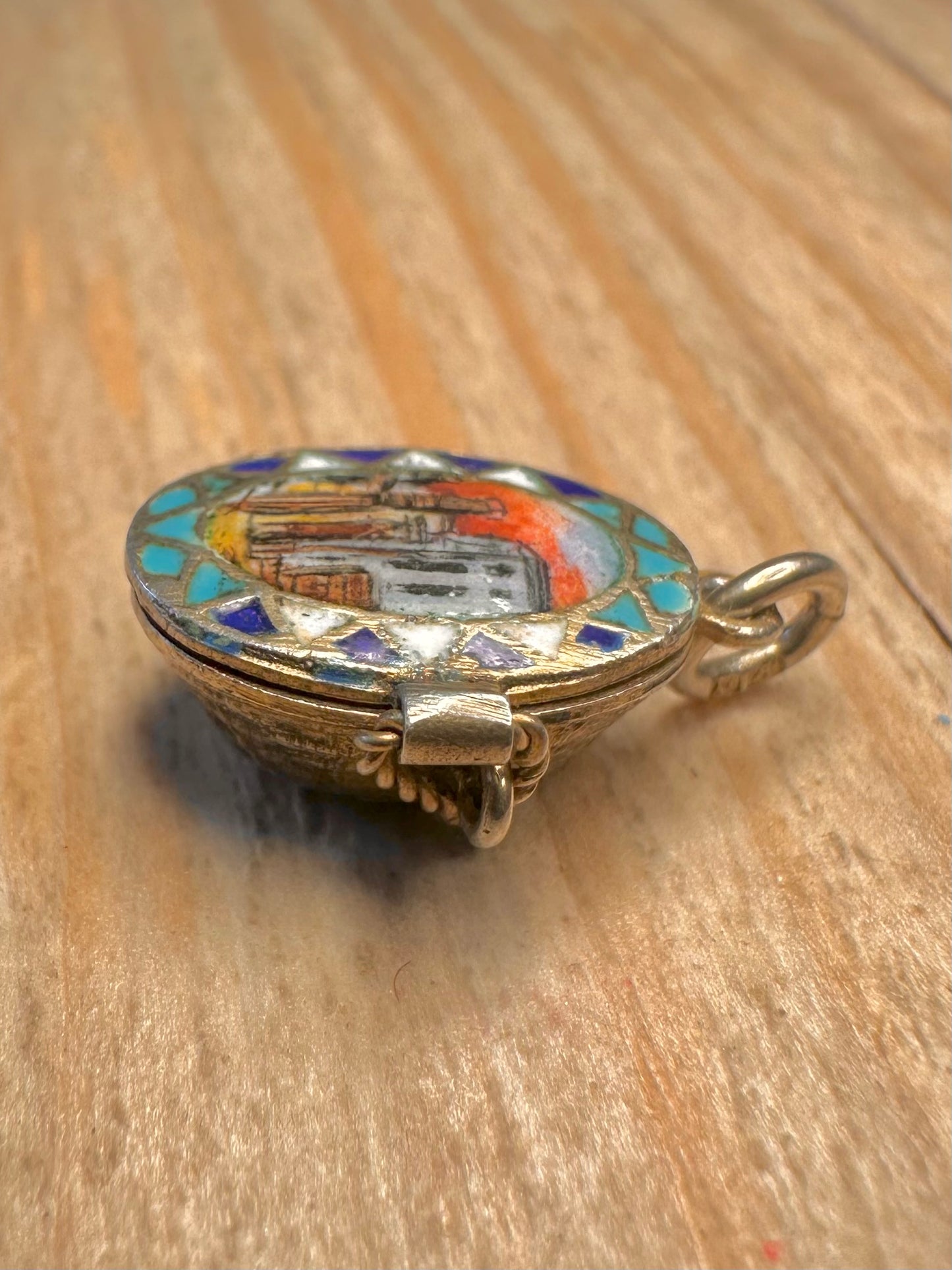 Vintage Rare Egyptian Art Deco Moses Enamel 800 Silver Pendant