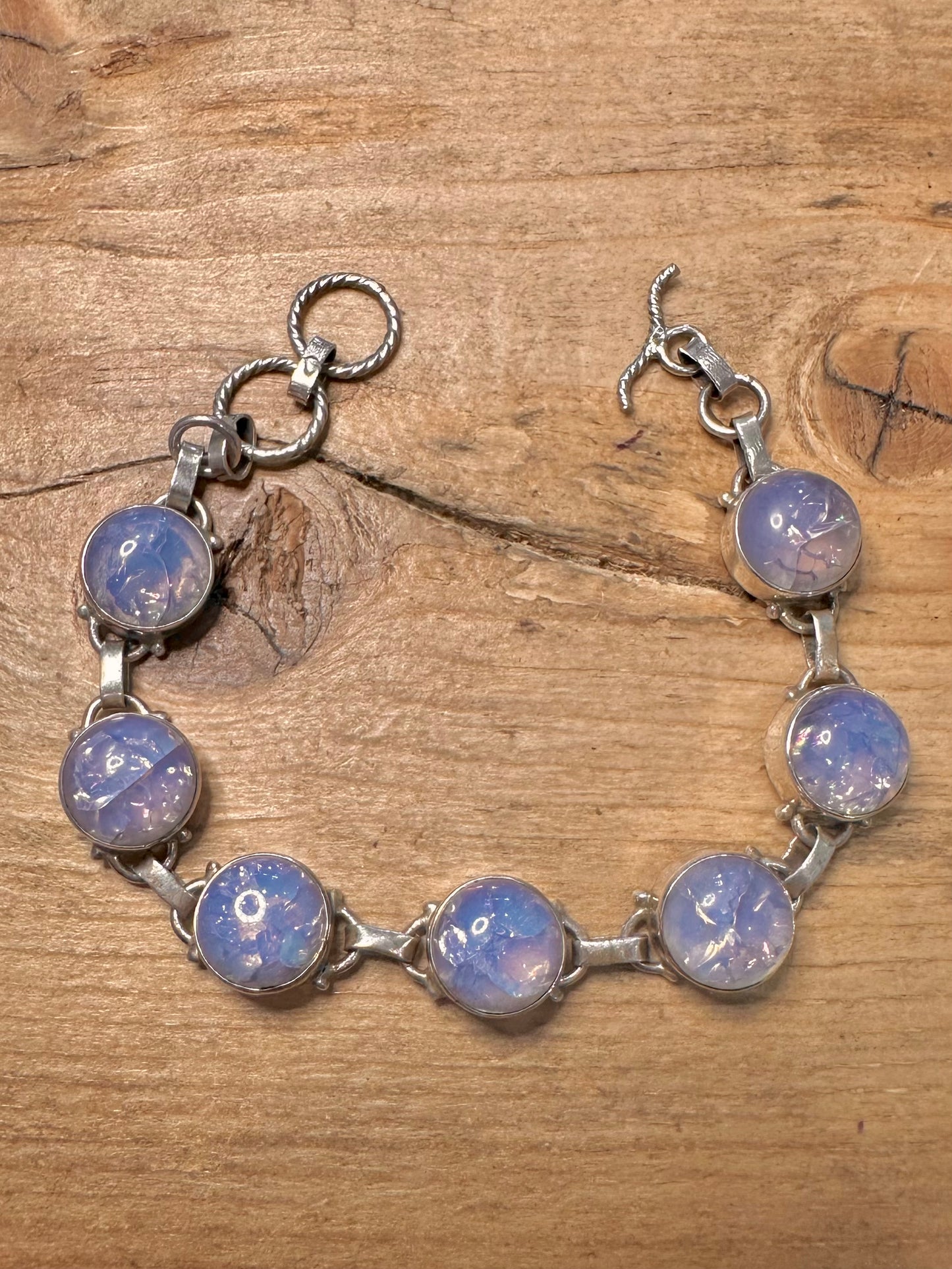 Vintage Blue Dumortierite 925 Silver 7 to 7.5 inch Bracelet