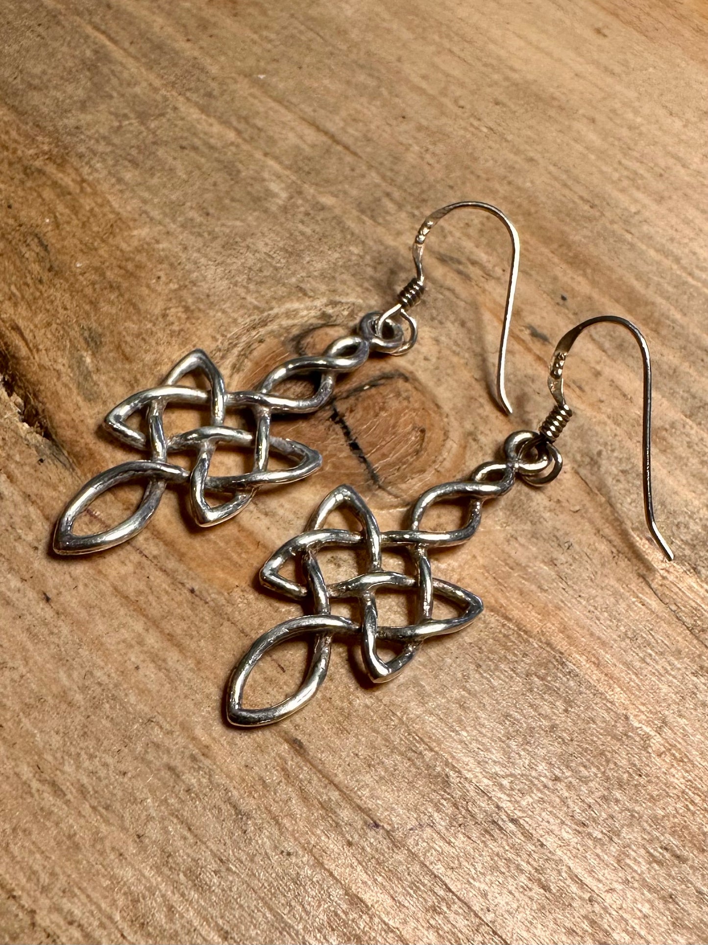 Vintage Celtic Dangle 925 Silver Earrings