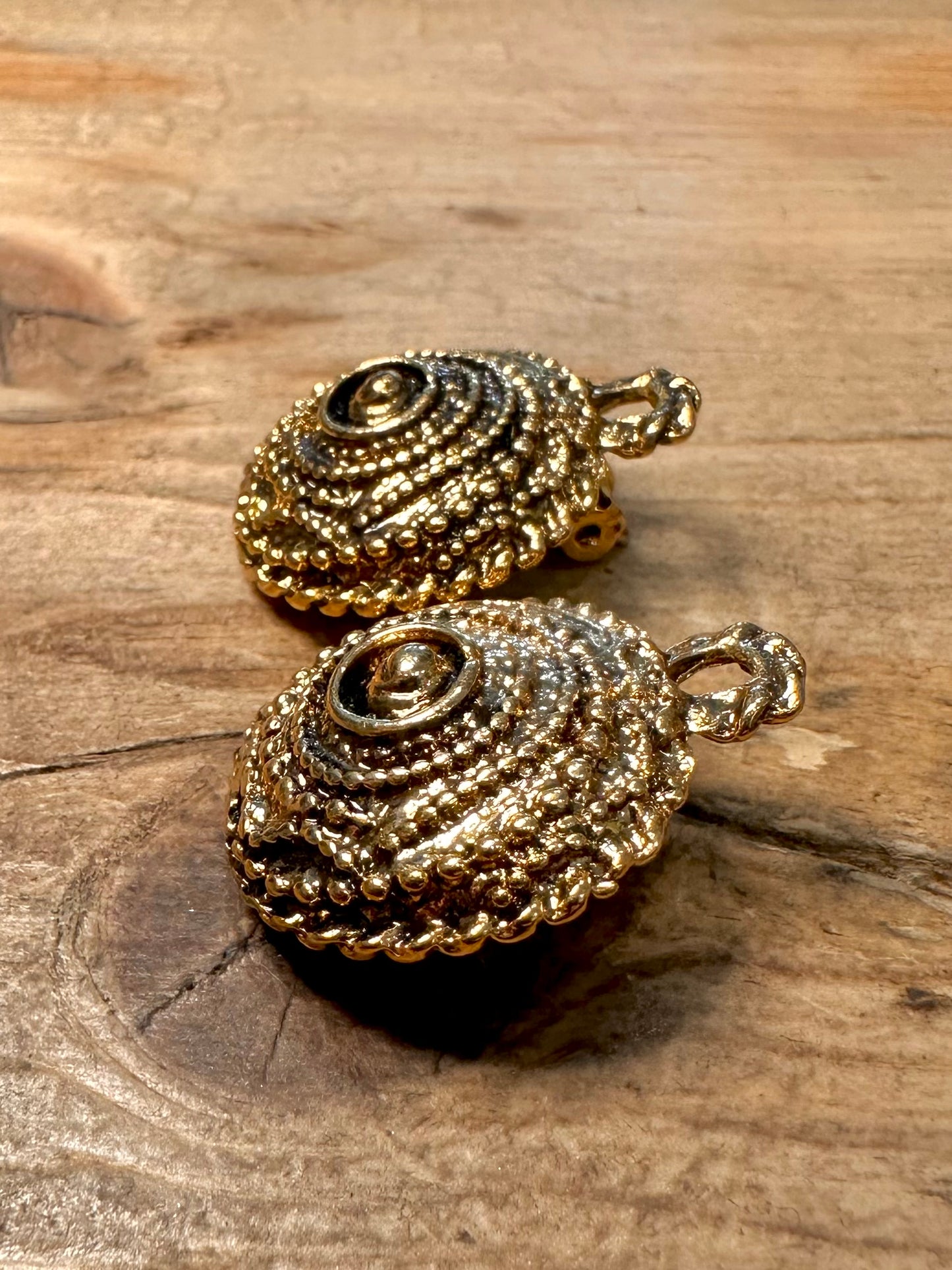 Vintage Circle Textured Gold Costume Earrings