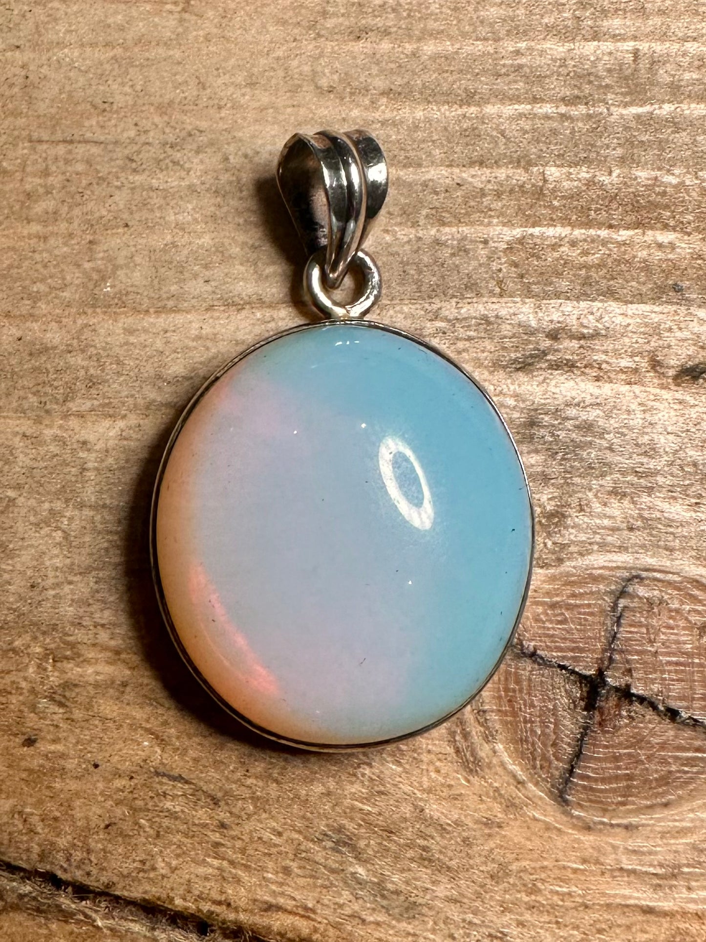 Modern Opalite Oval 925 Silver Pendant