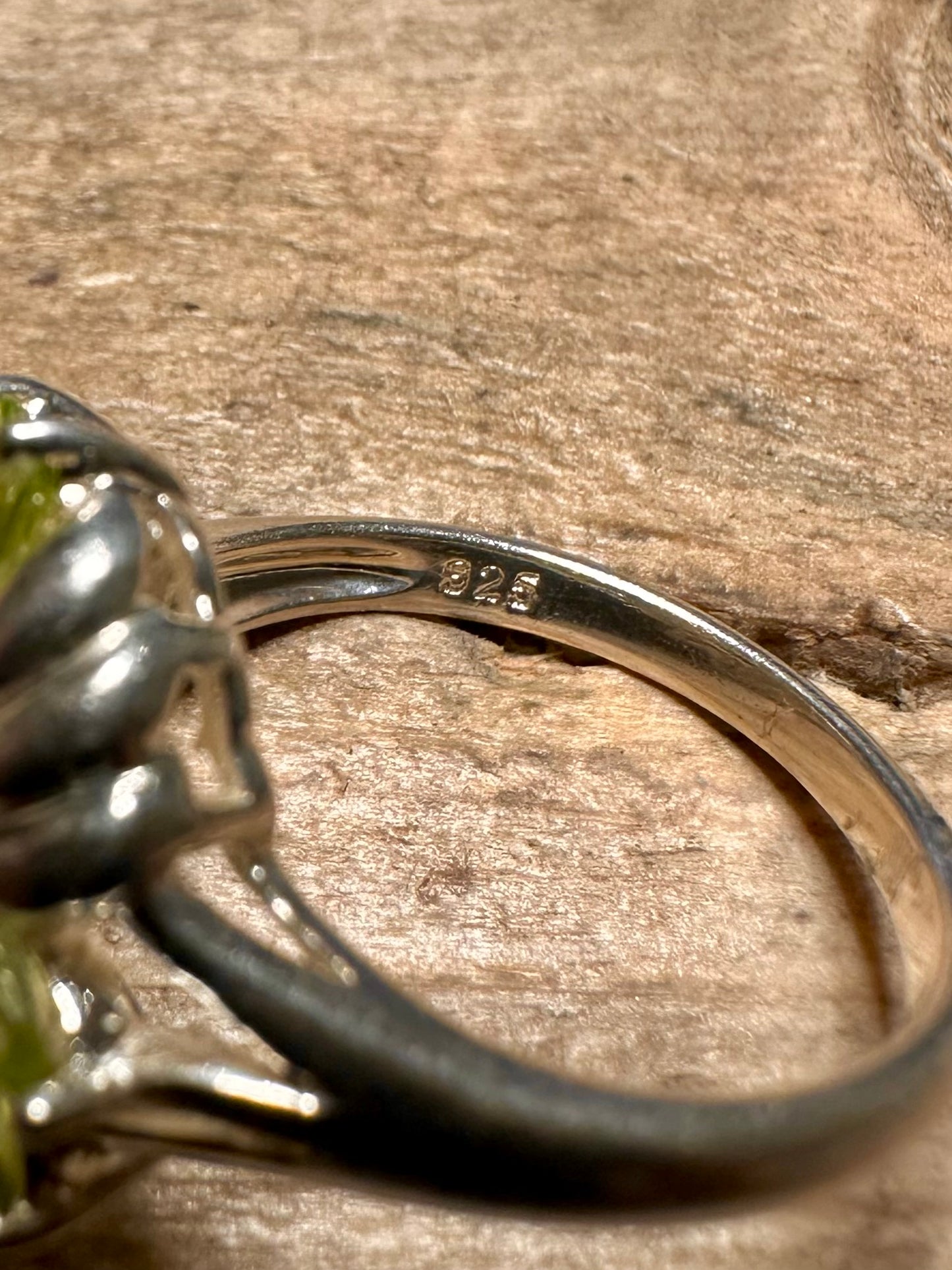 Modernist Peridot 925 Silver Size N1/2 Ring