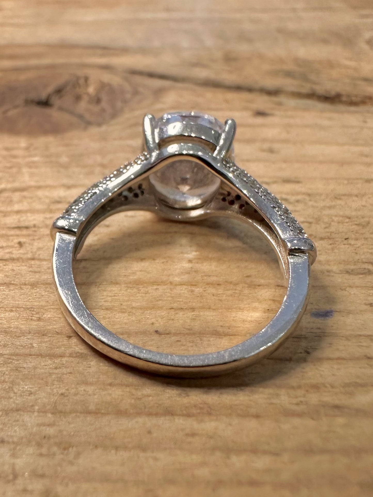 Vintage CZ White Elanza 925 Silver Size M Ring