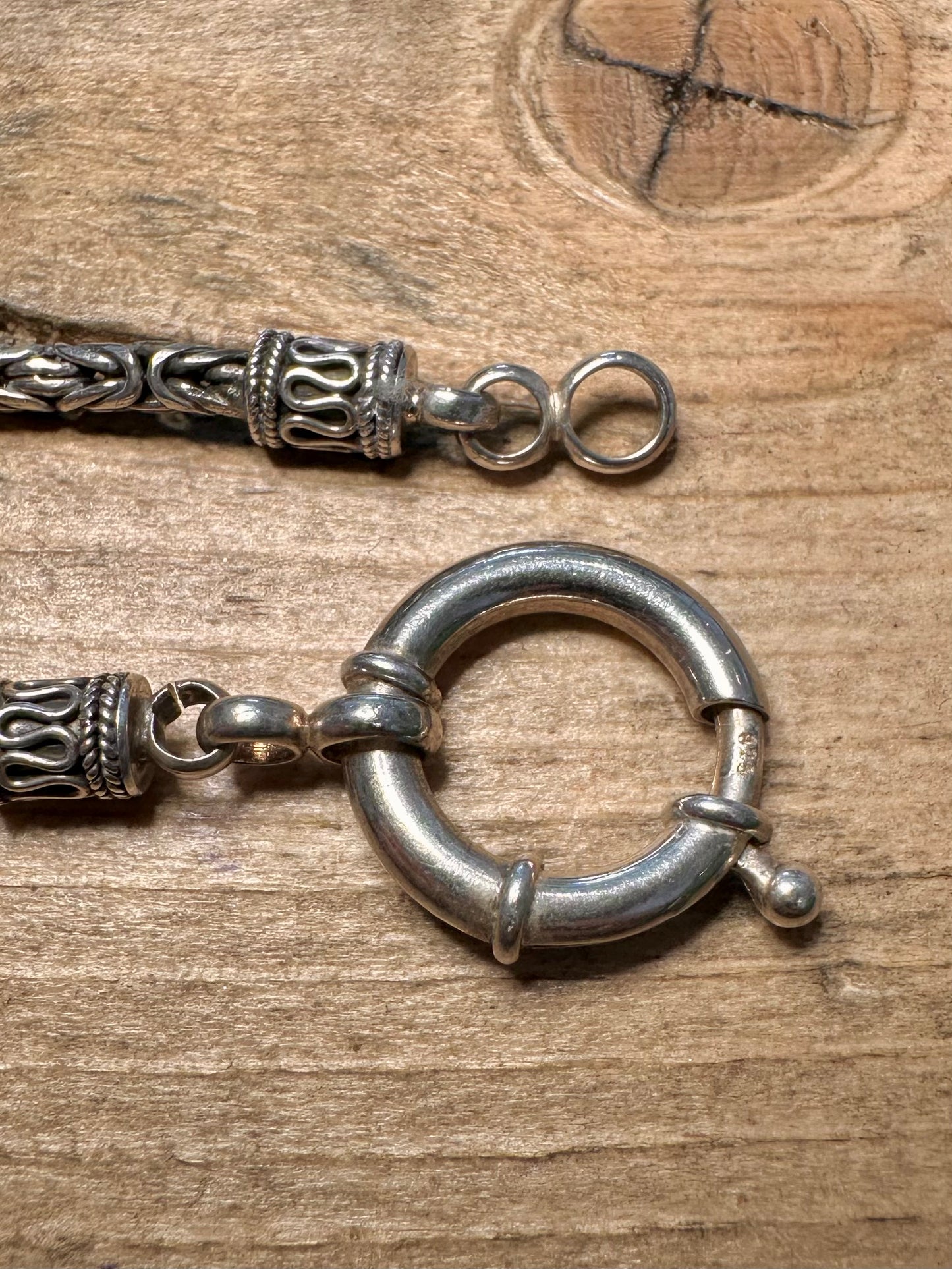 Vintage Byzantine Chain Large Clasp 925 Silver 17.3 inch Necklace