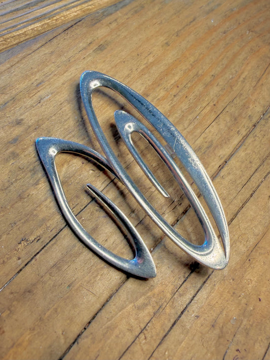Large Abstract Sharp Swirl Mexico 925 Sterling Silver Pendant