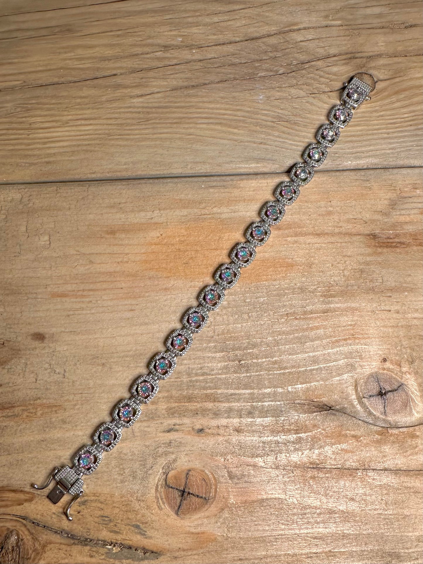 Modernist CZ Stones 925 Silver Tennis Bracelet