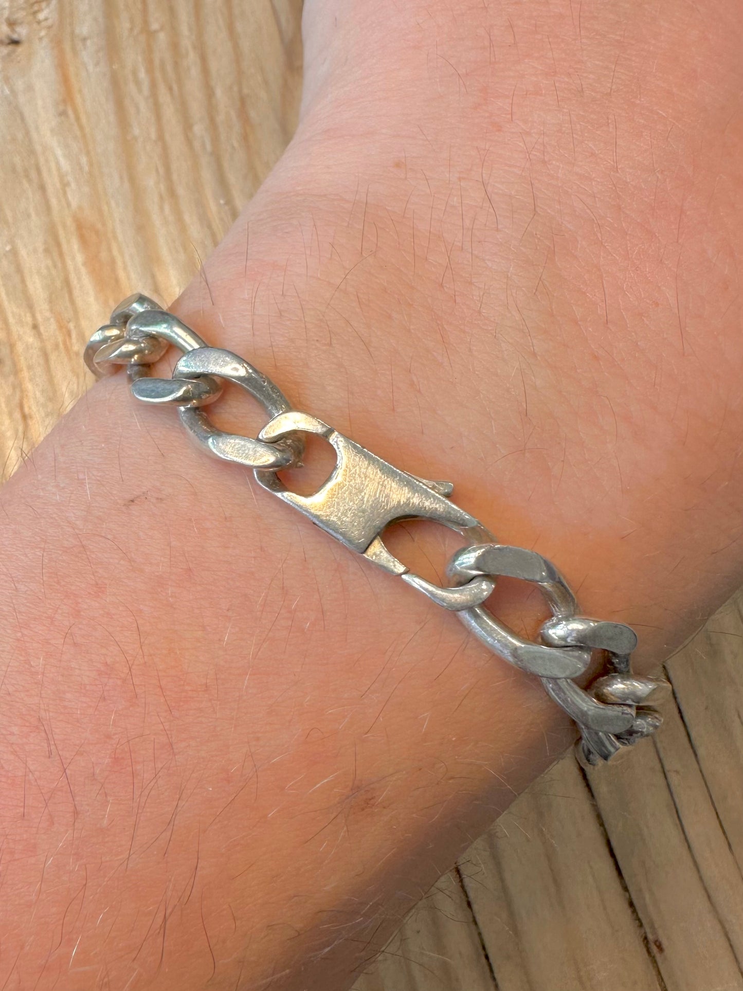 Vintage Identity Curb Chain 925 Silver 8.1 inch Bracelet
