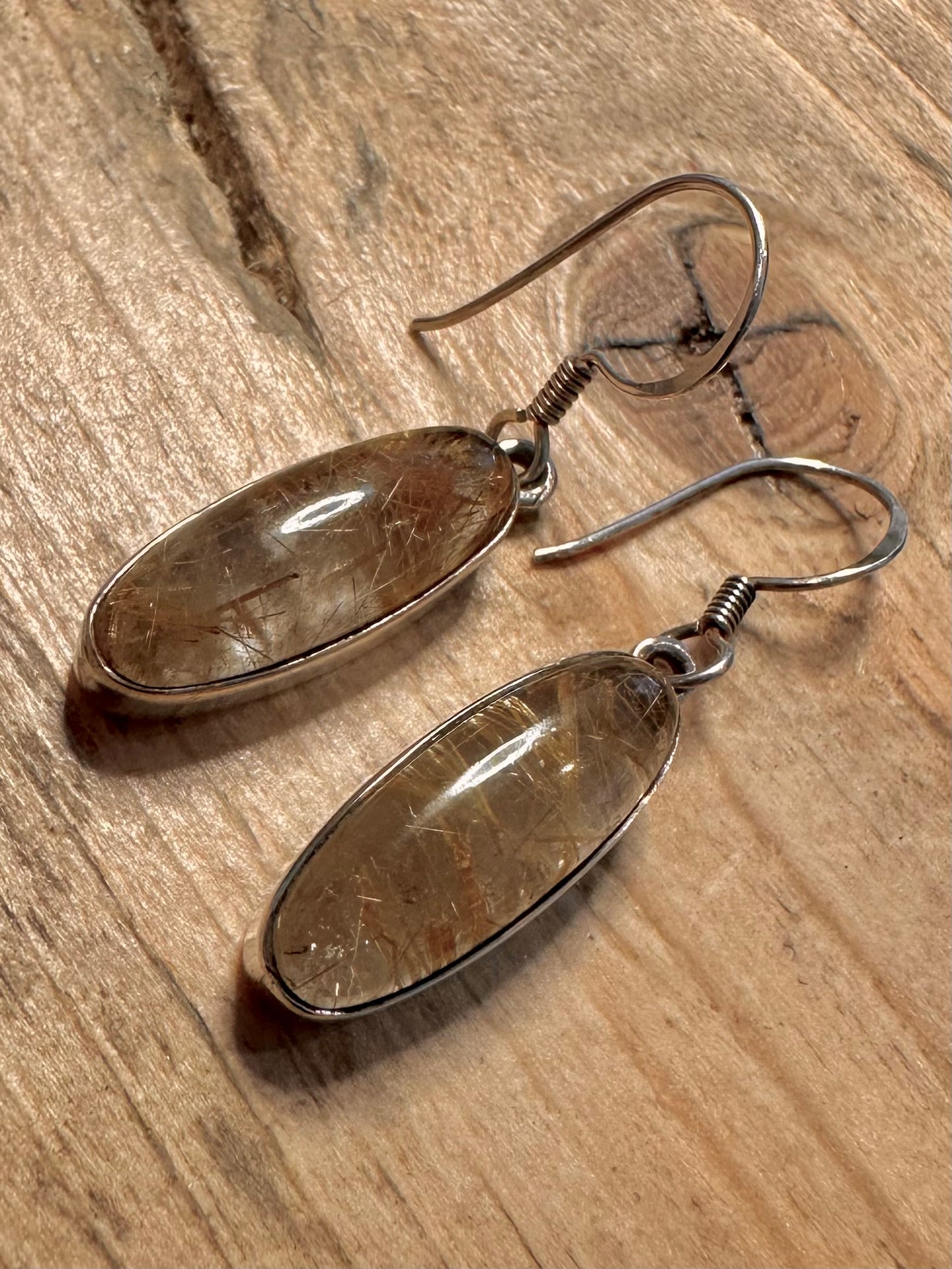 Vintage Rutile Elongated 925 Silver Earrings