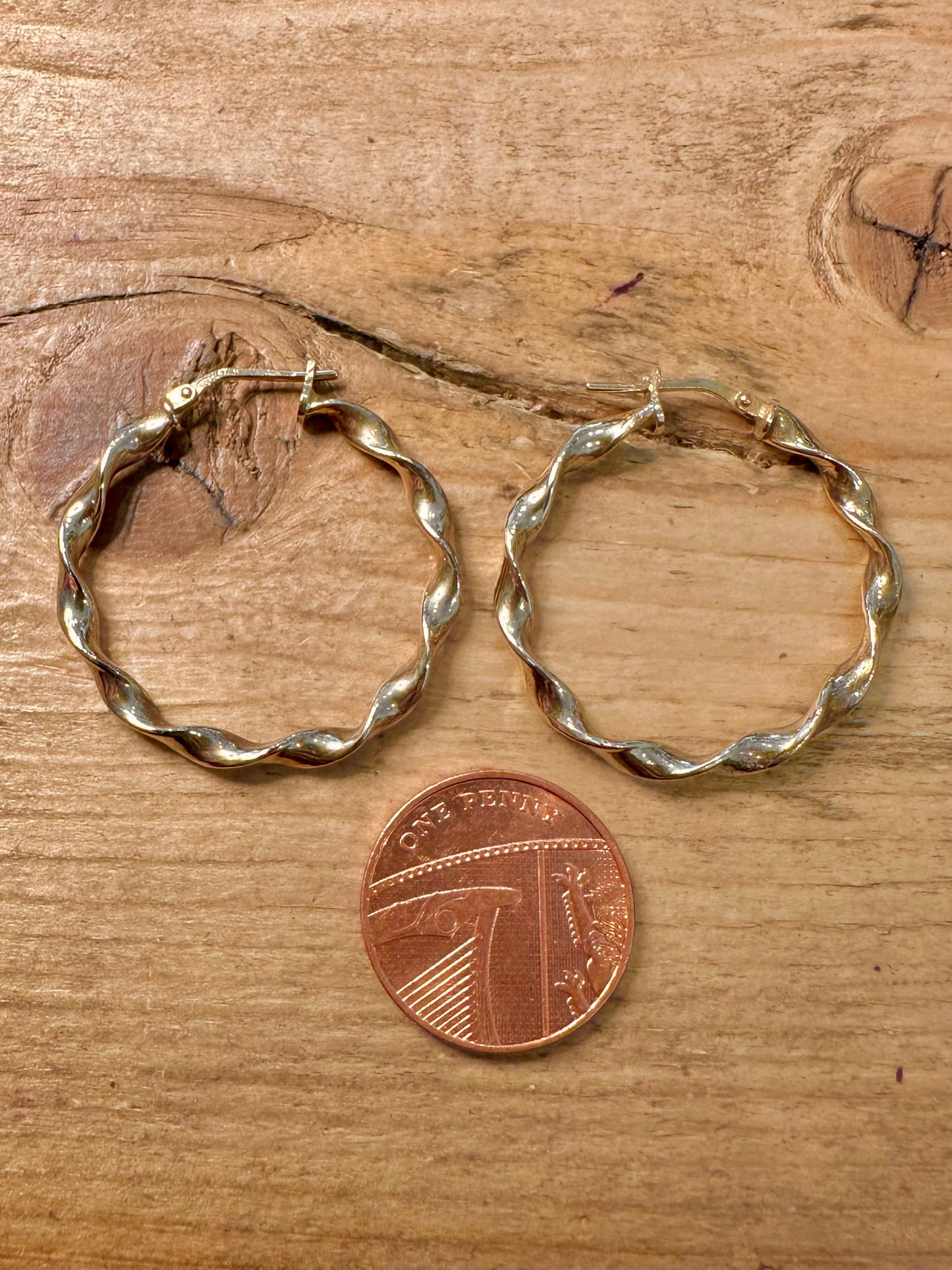 Vintage Twisted Hoops Gold on 925 Silver Earrings