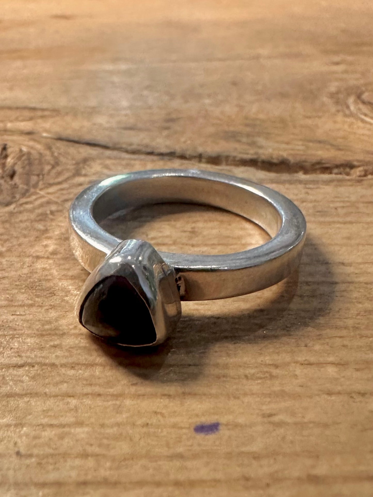 Modernist Amethyst 925 Silver Size O1/2 Ring