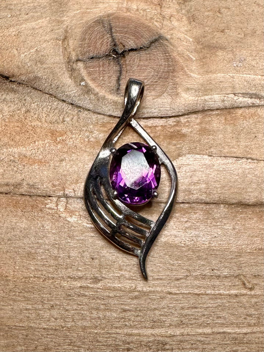 Modern Purple Stone 925 Silver Pendant