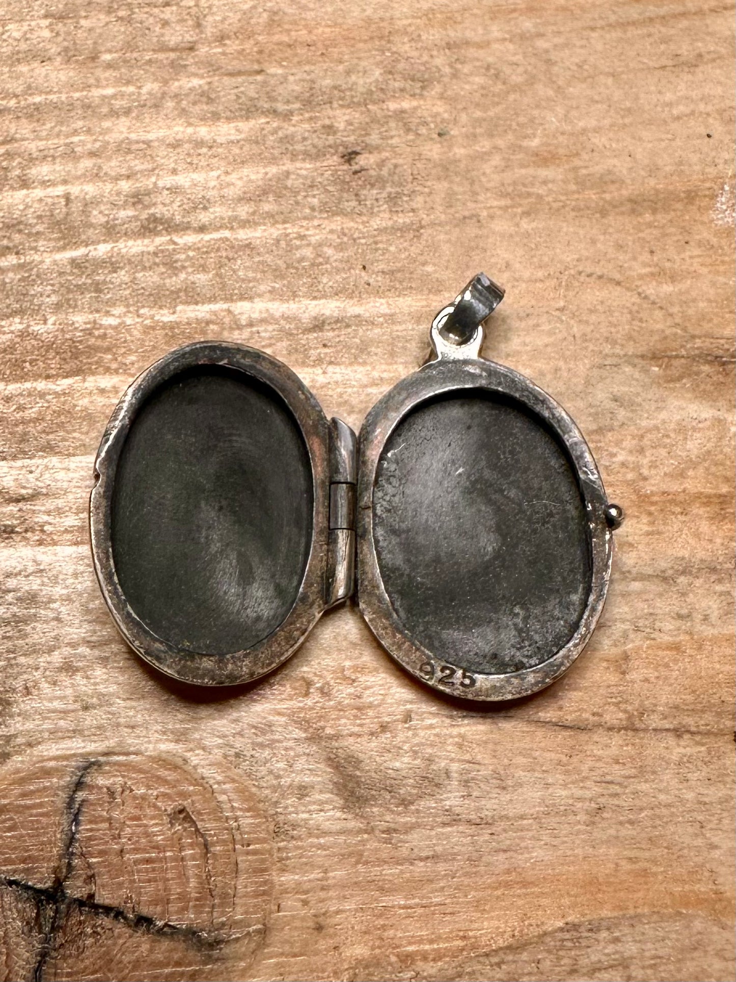 Vintage Oval Engraved Locket 925 Silver Pendant