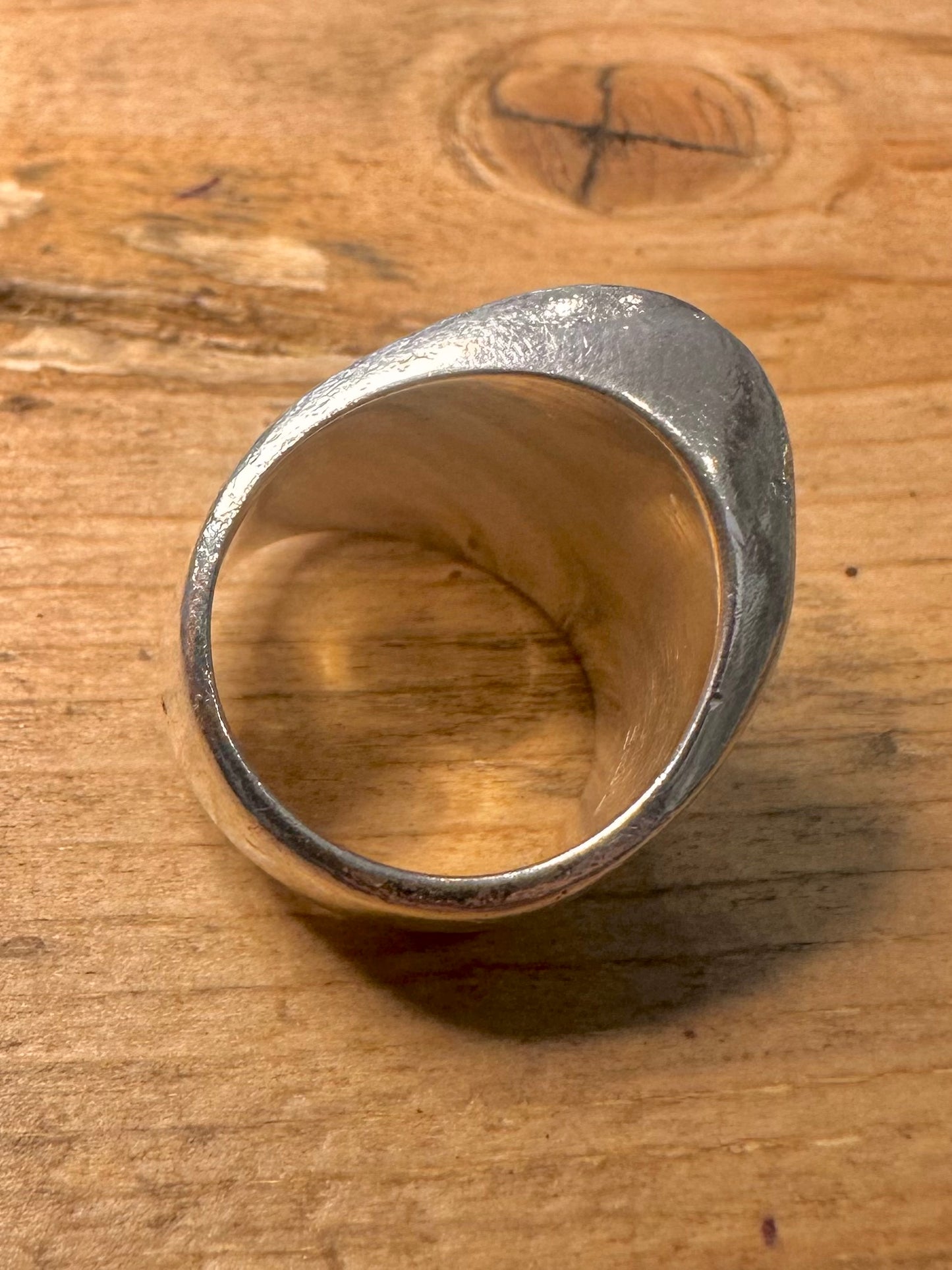Abstract Chunky Concave 925 Silver Size N1/2 Ring