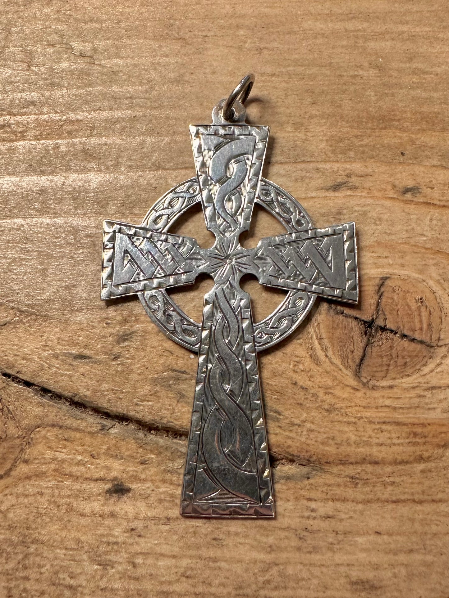 Vintage Large Celtic Engraved 925 Silver Pendant