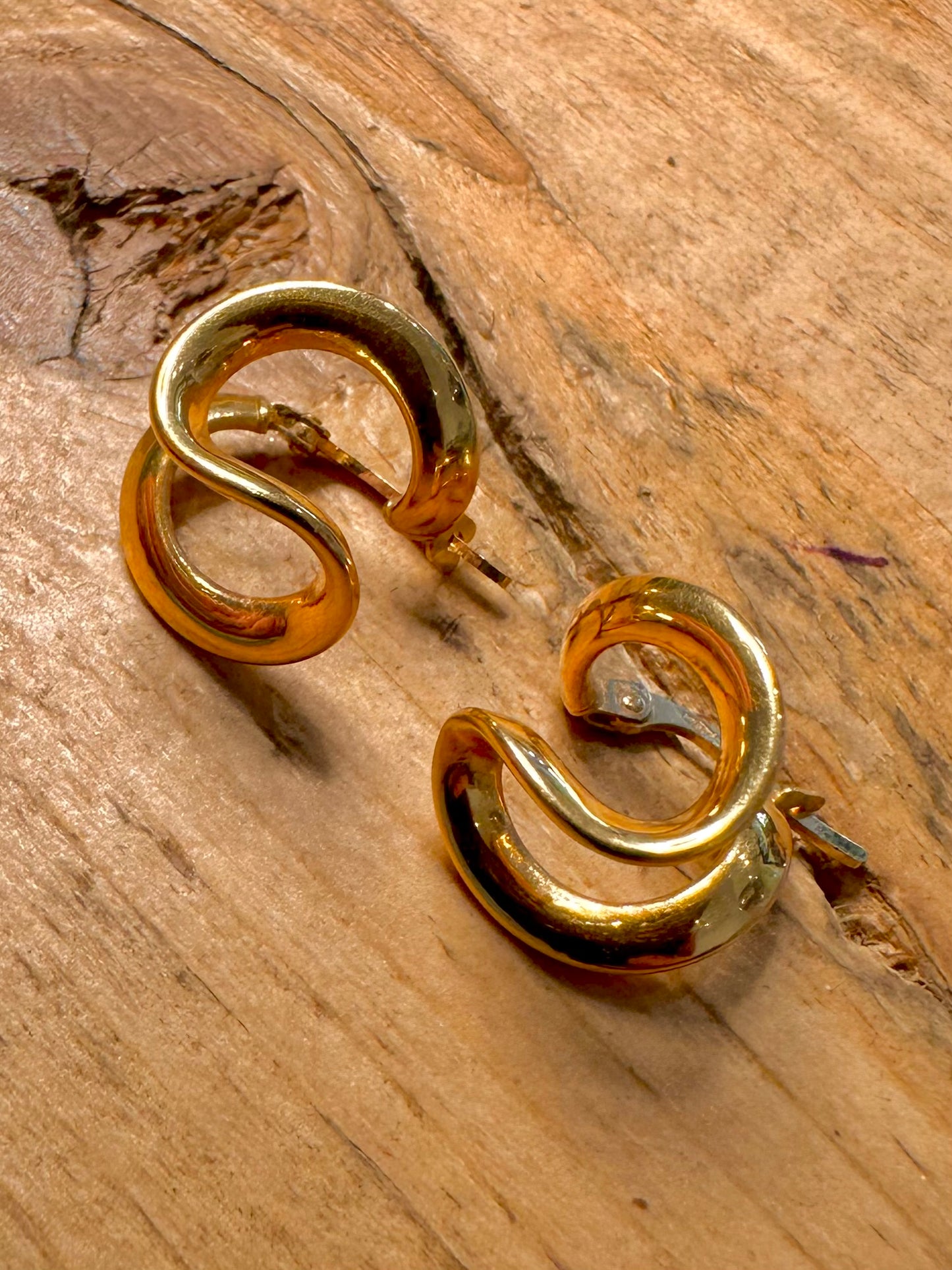 Abstract 18ct Gold Hoop Earrings