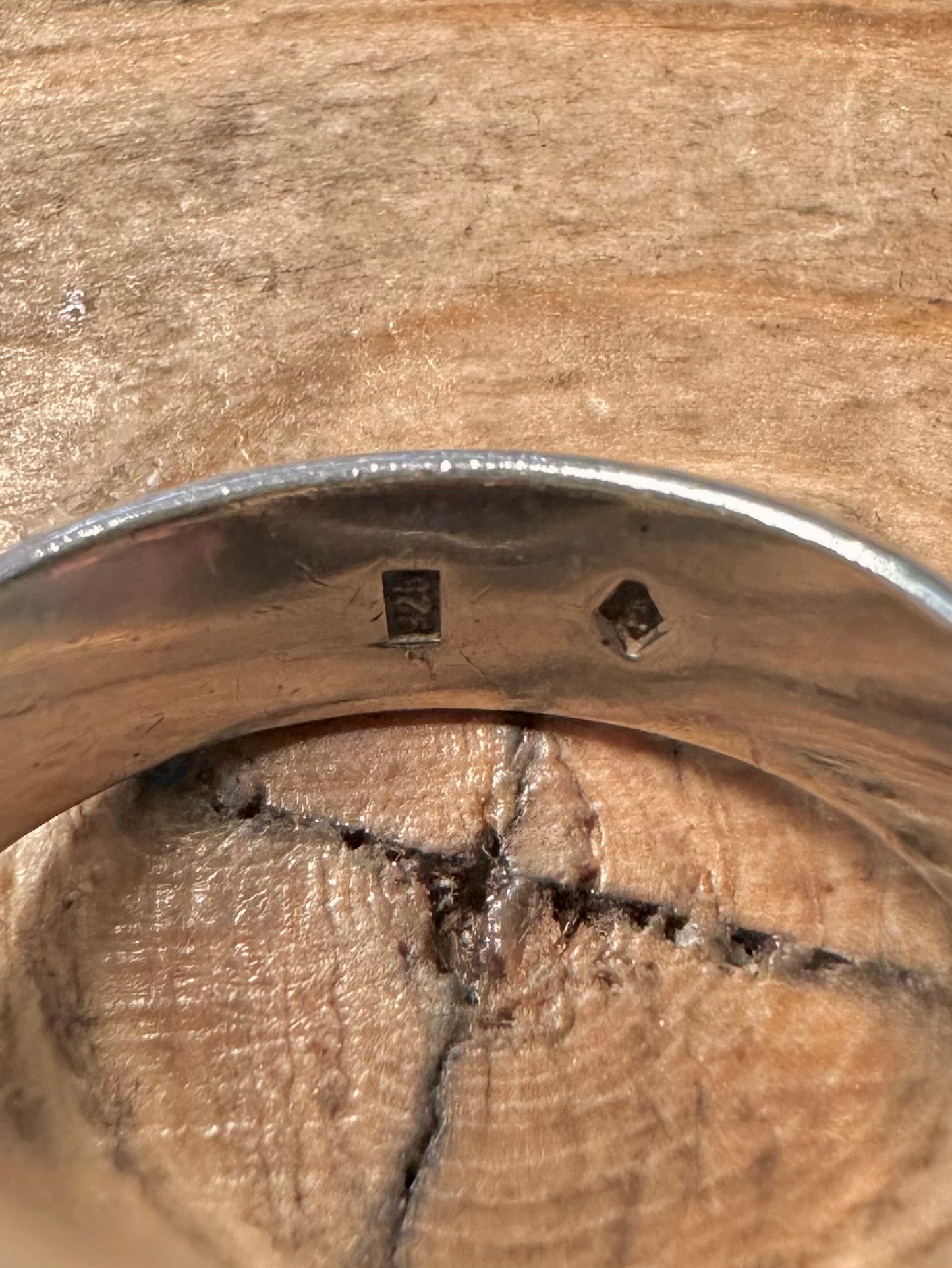 Abstract Chunky Amber 925 Silver Size T Ring