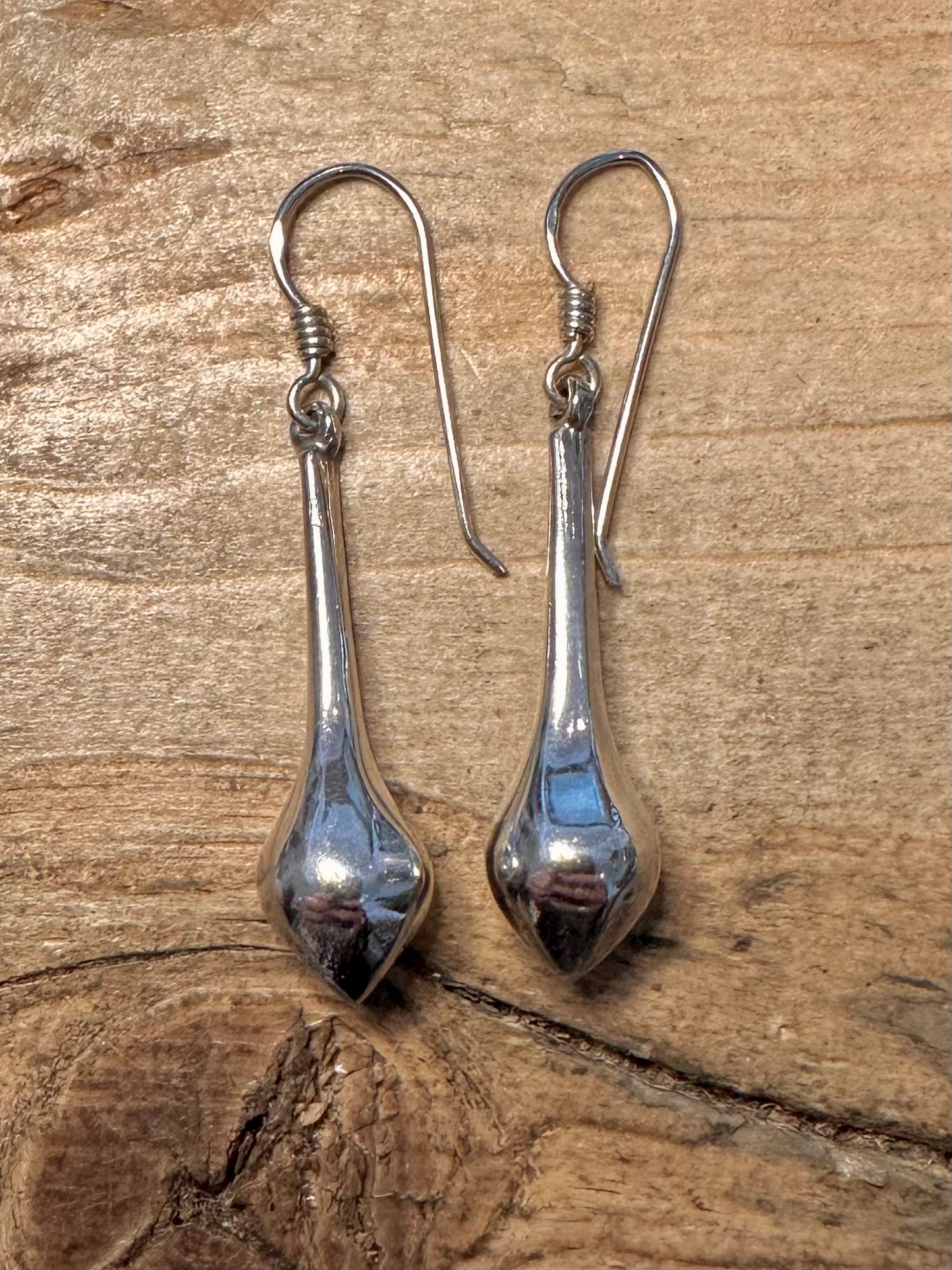 Vintage Dangle Teardrop 925 Silver Earrings