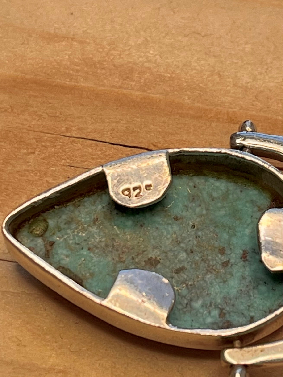 Large Tear Drop Turquoise 925 Sterling Silver Pendant
