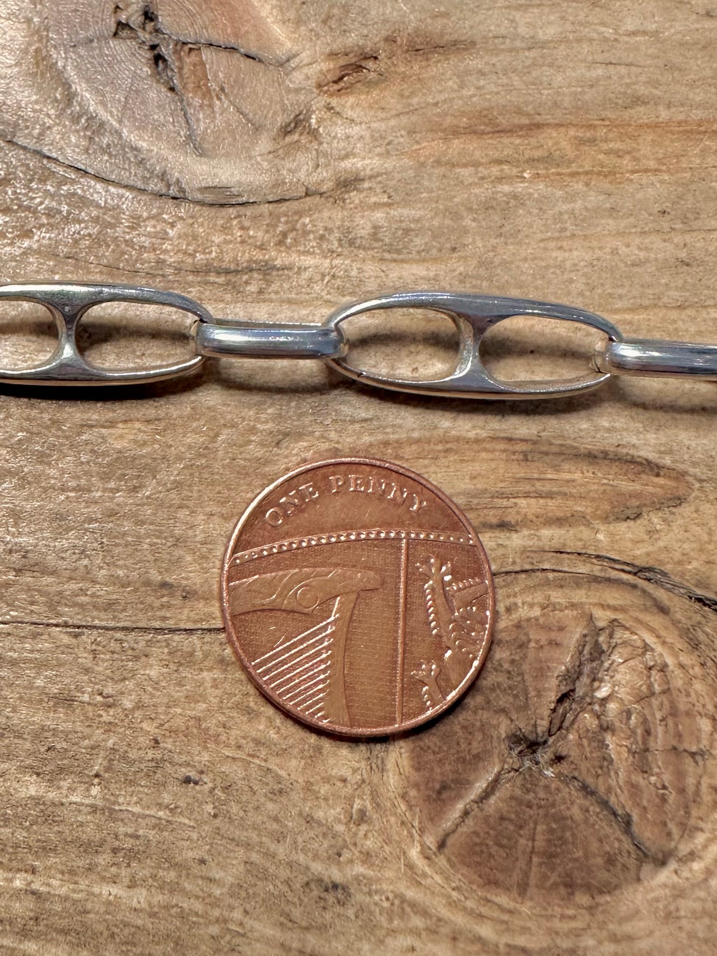 Modernist Abstract Link Hook Clasp 925 Silver 8.2 inch Bracelet