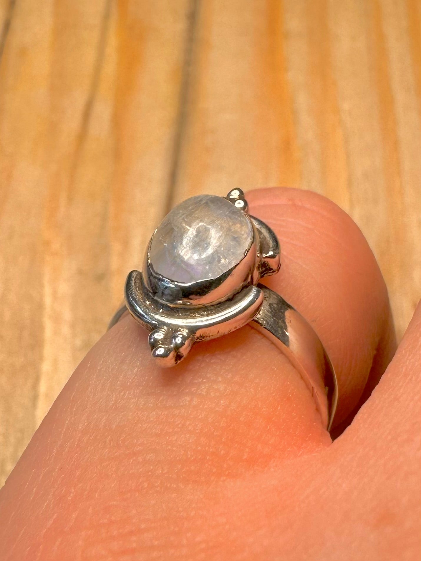 Vintage Moonstone Boho 925 Silver Size L Ring