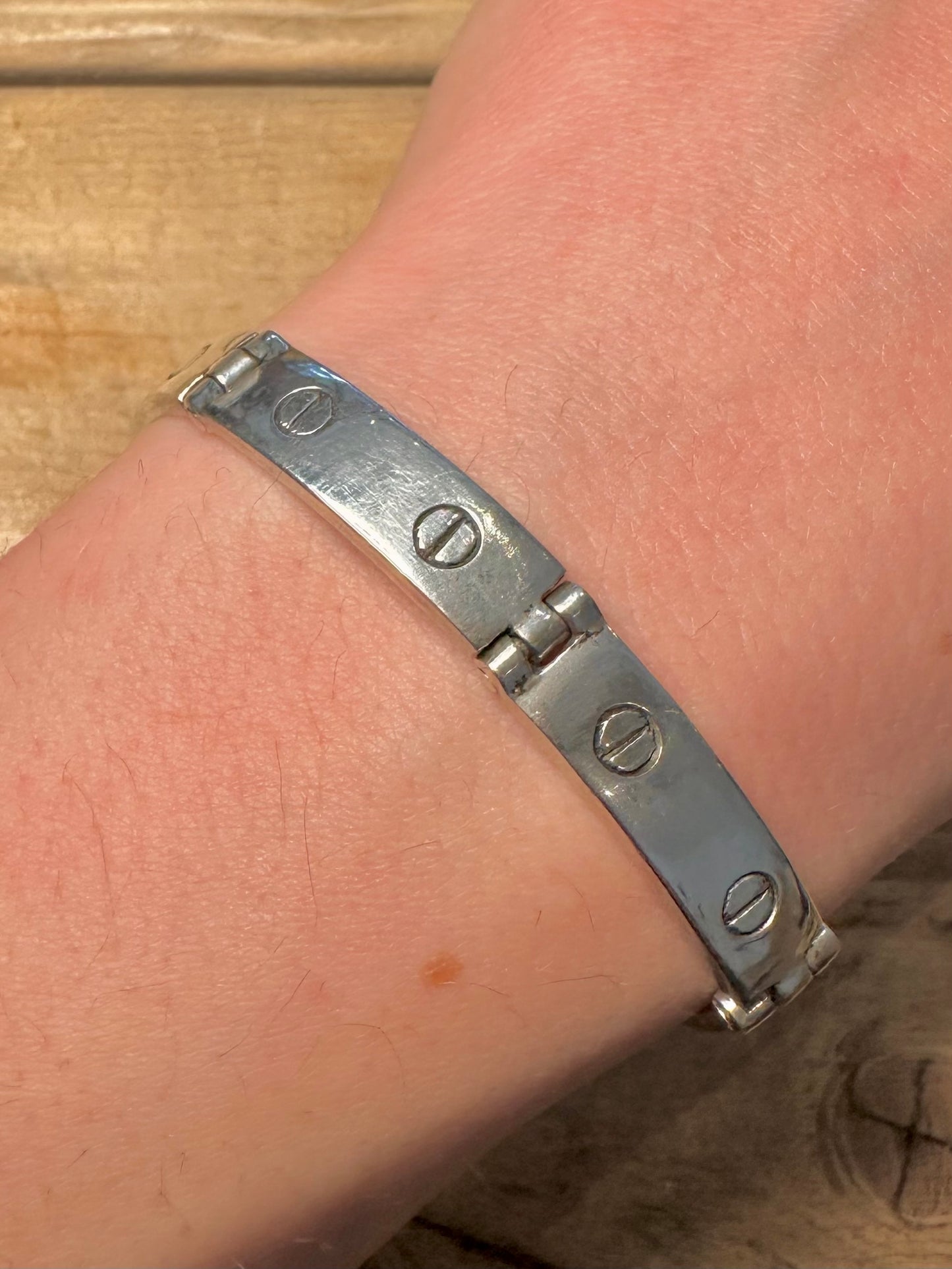 Vintage Cartier Style Heavy Mexico 925 Silver 7.5 inch Bracelet