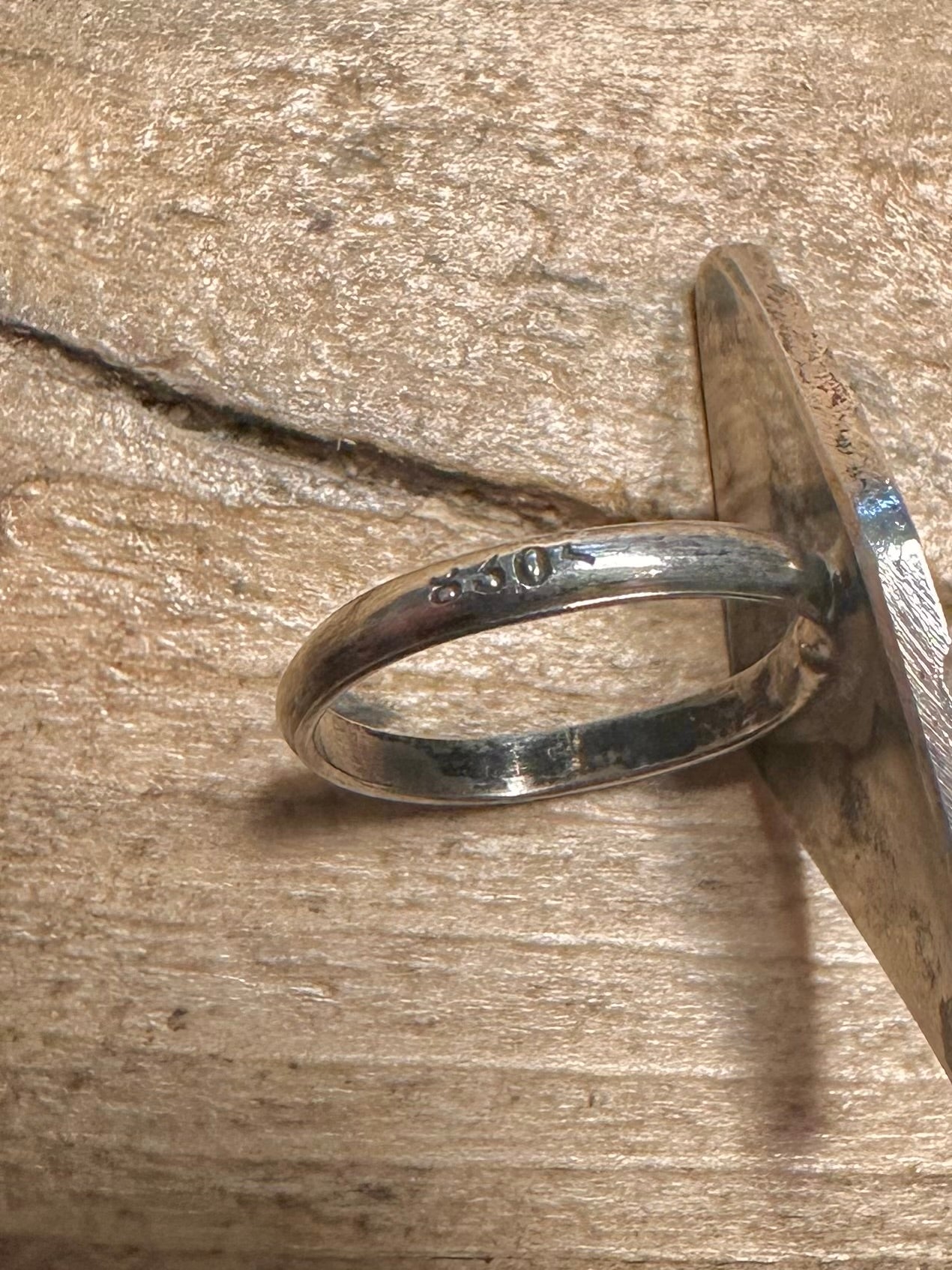 Vintage Unique Diamond Shape 830 Silver Size J1/2 Ring