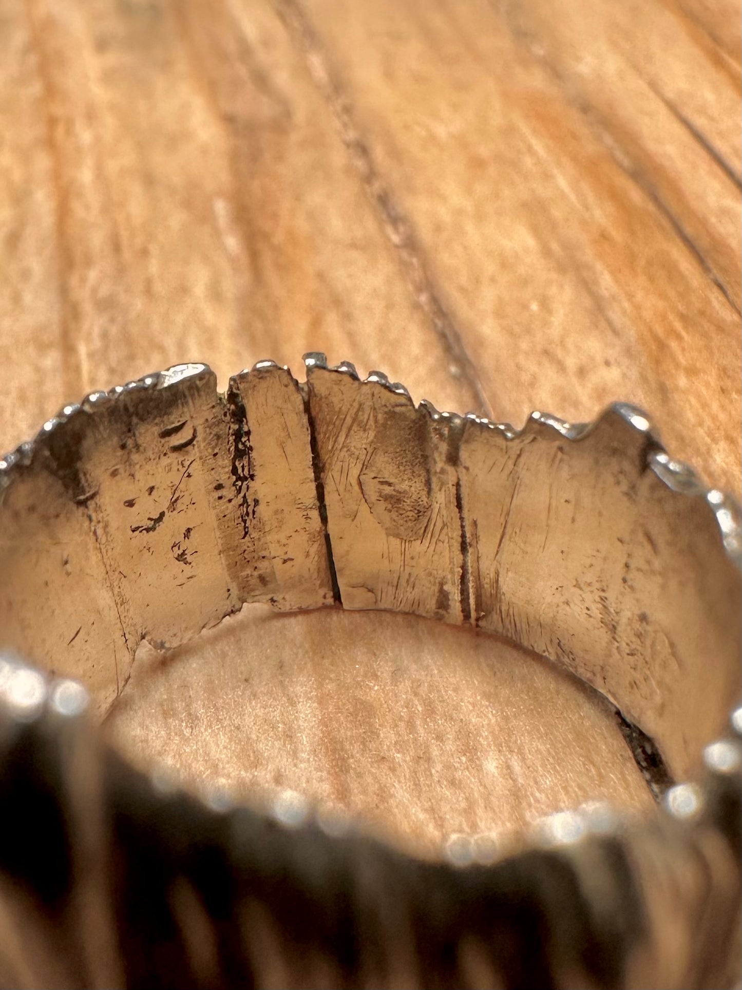 Brutalist Textured 925 Sterling Silver Size j1/2 Ring