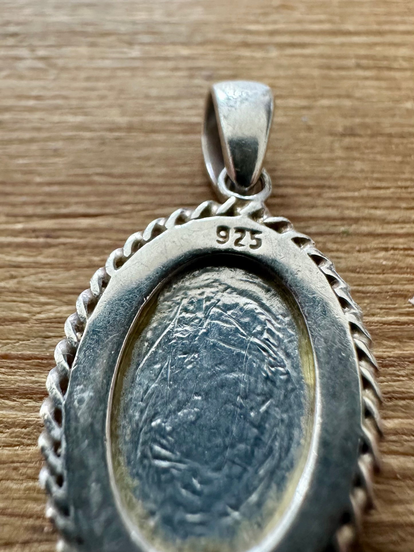 Vintage Blue John Style Oval 925 Silver Pendant
