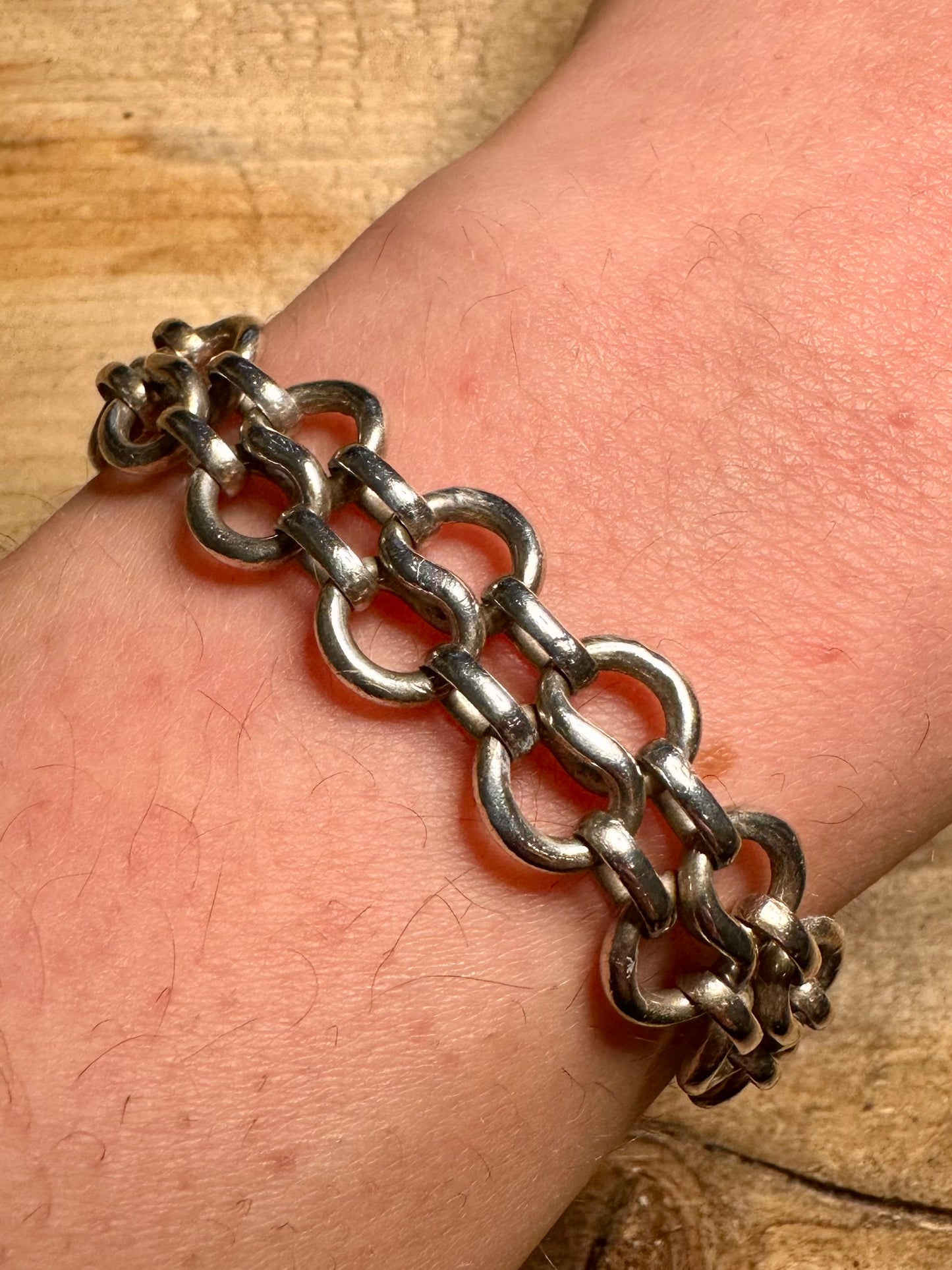 Vintage Infinity Link 925 Silver 7 inch Bracelet