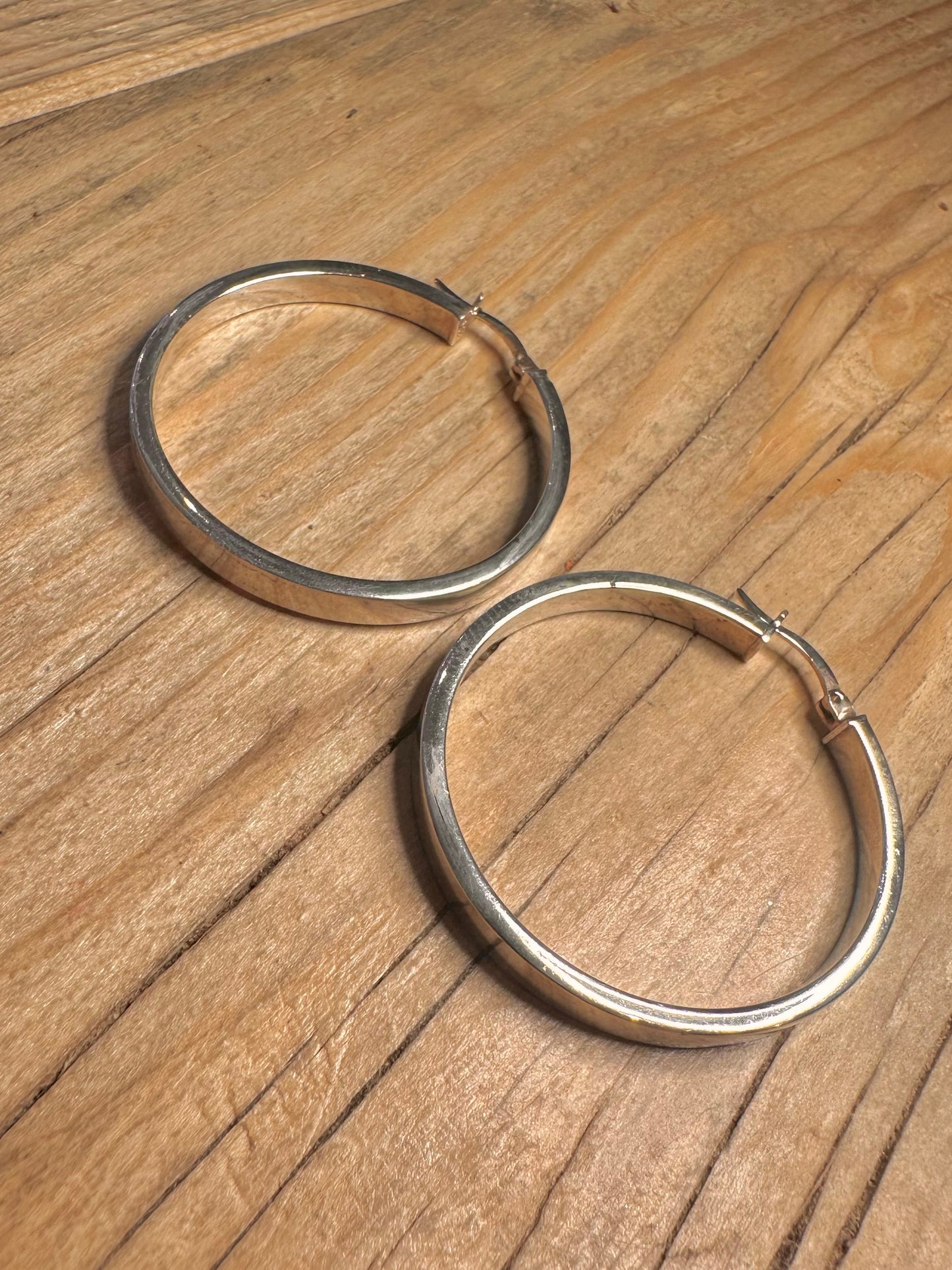 Vintage Chunky Hoops 925 Sterling Silver Earrings