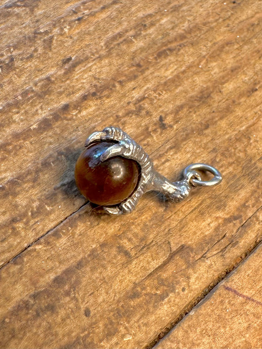 Tigers Eye Talon Claw 925 Sterling Silver Charm Pendant