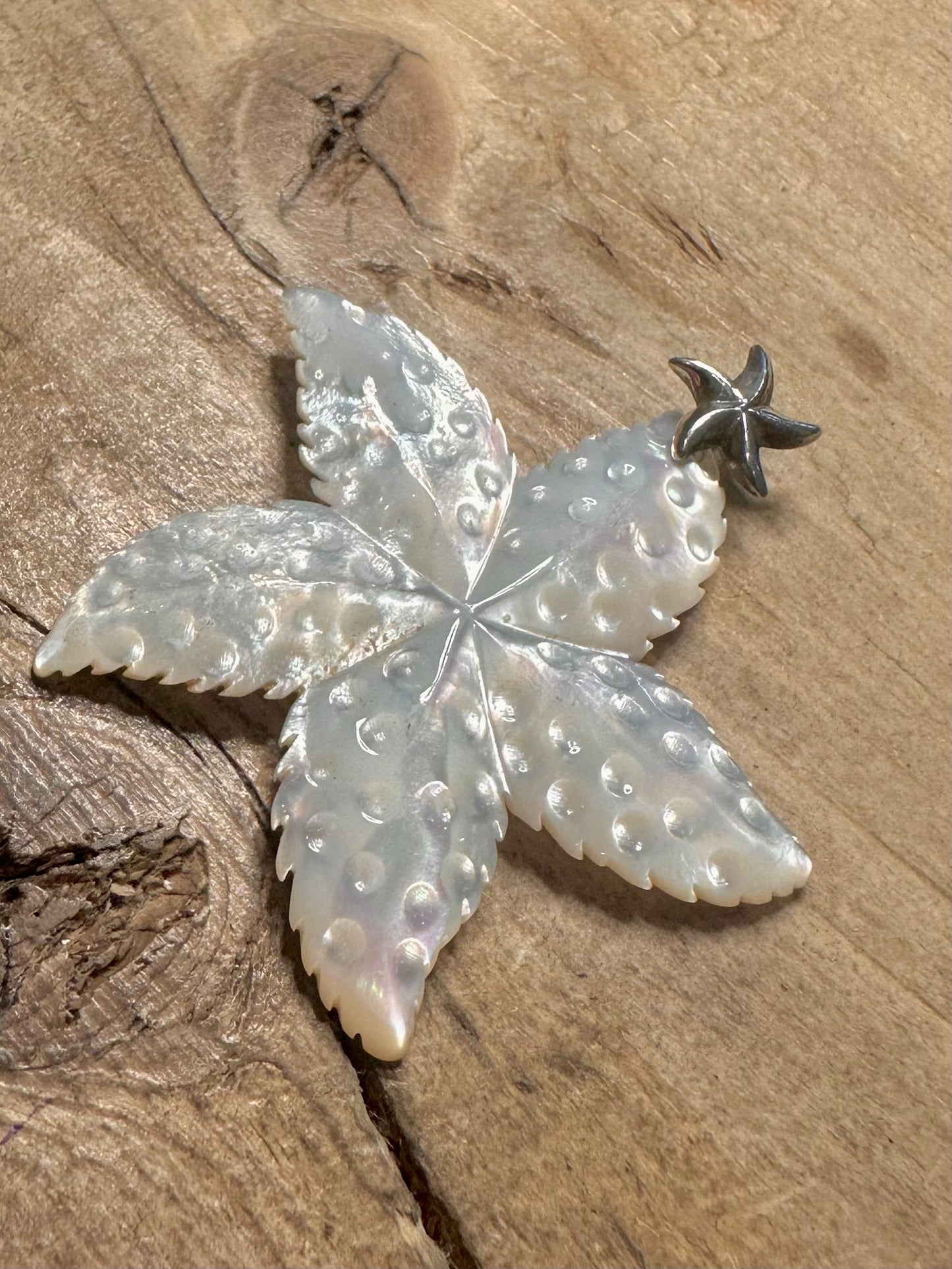 Vintage Mother of Pearl Starfish 925 Silver Pendant
