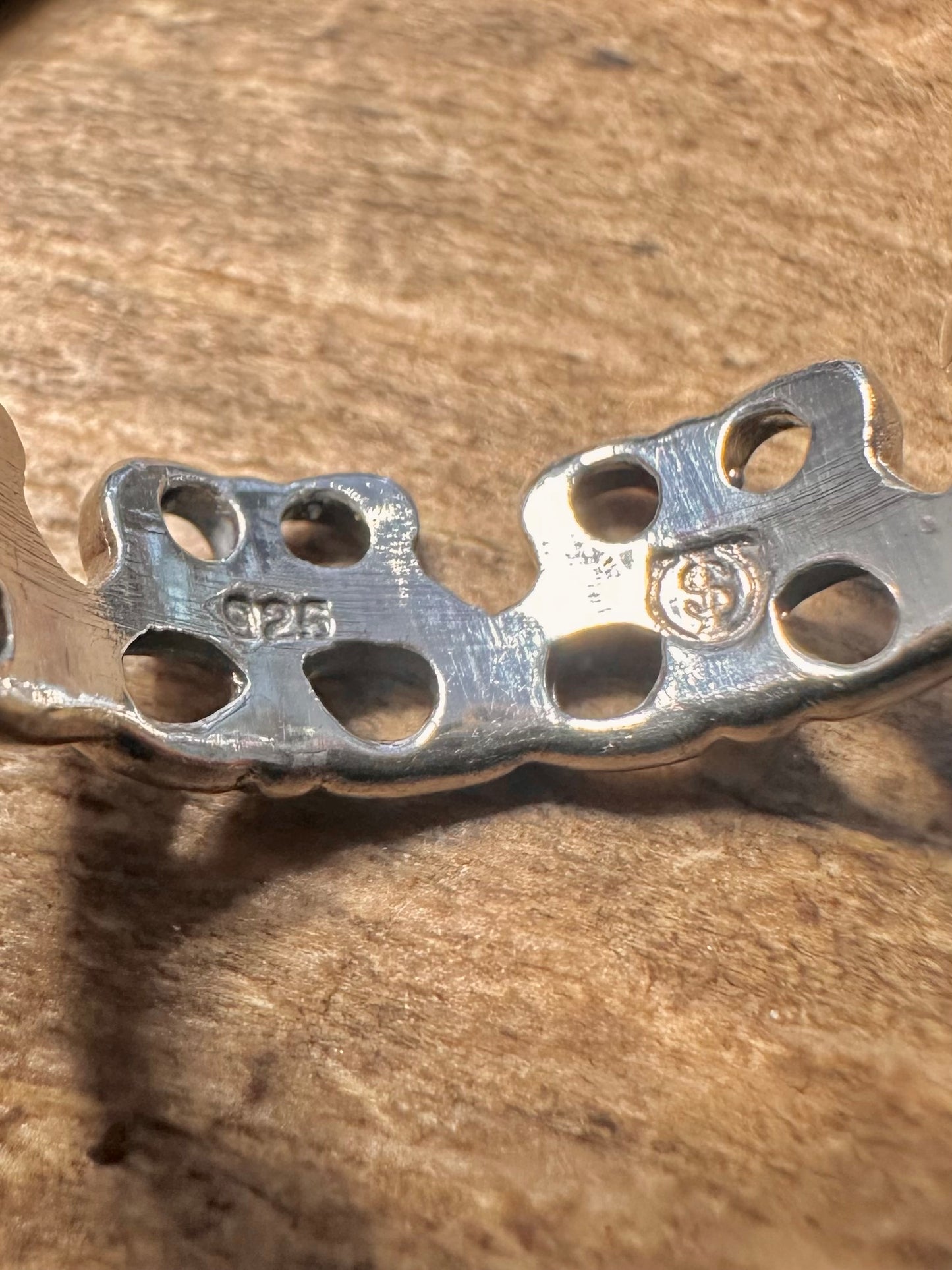 Vintage Butterfly Band 925 Silver Size Q1/2 Ring