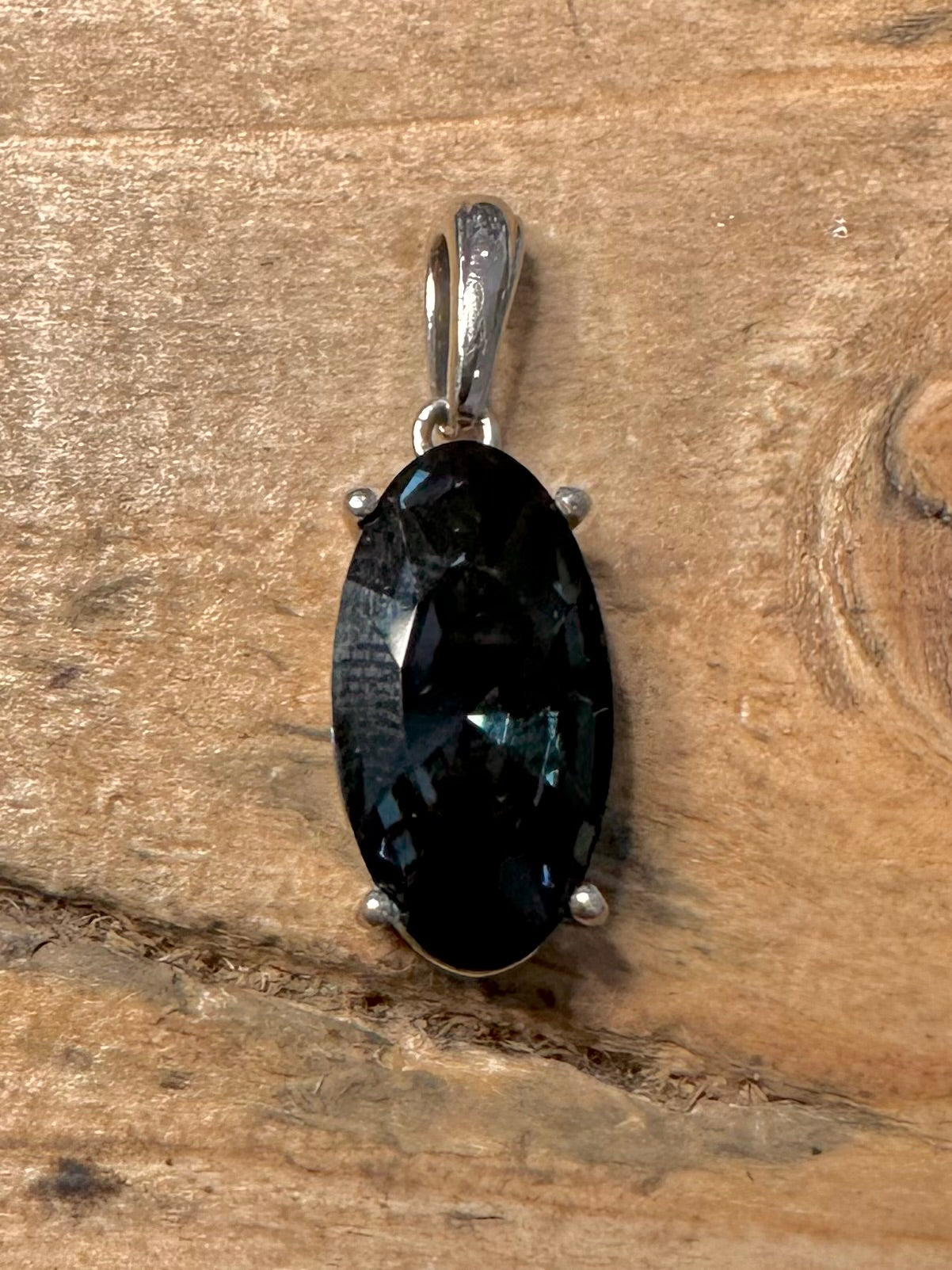 Modern Dark Blue Stone 925 Silver Pendant