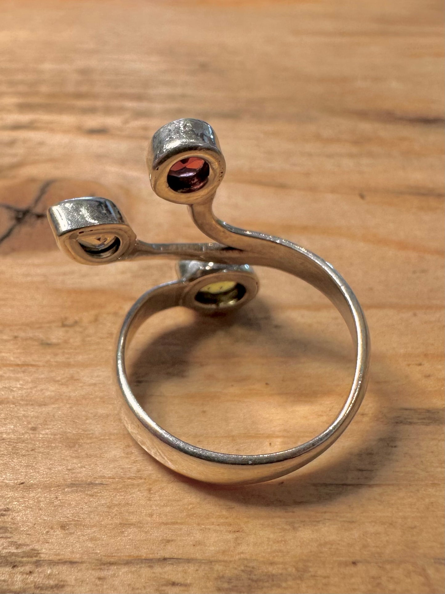 Abstract Peridot Garnet Citrine 925 Silver Size O Ring