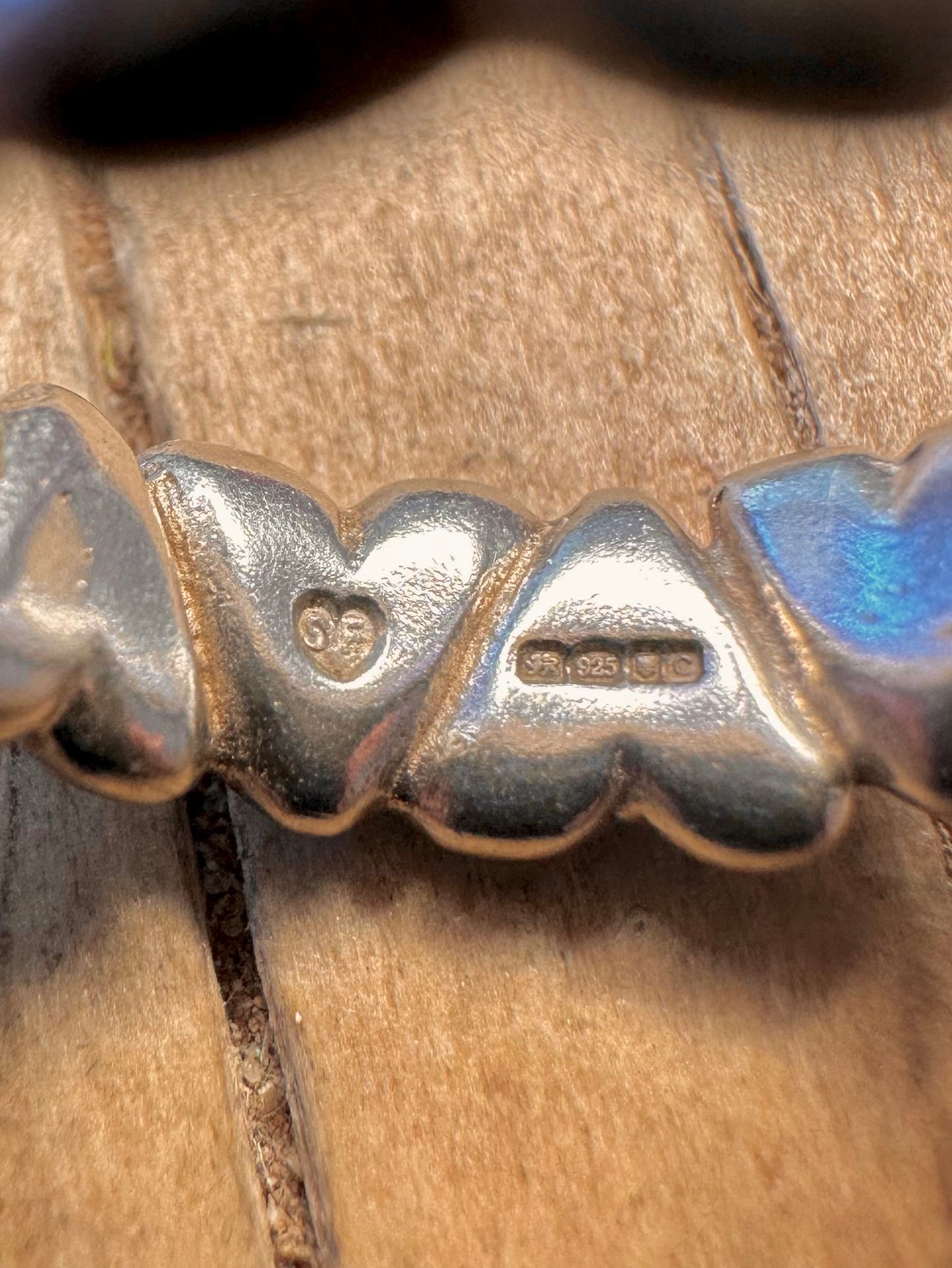 Moderner Herzband-Ring aus 925er Sterlingsilber, Größe J1/2, Jahr 2002