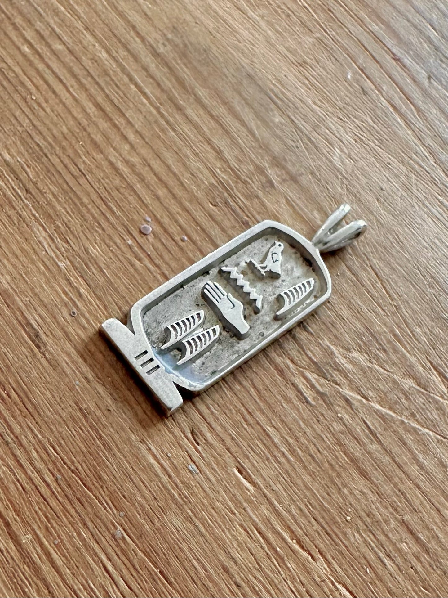 Vintage 1986 Egyptian Cartouche 925 Silver Pendant