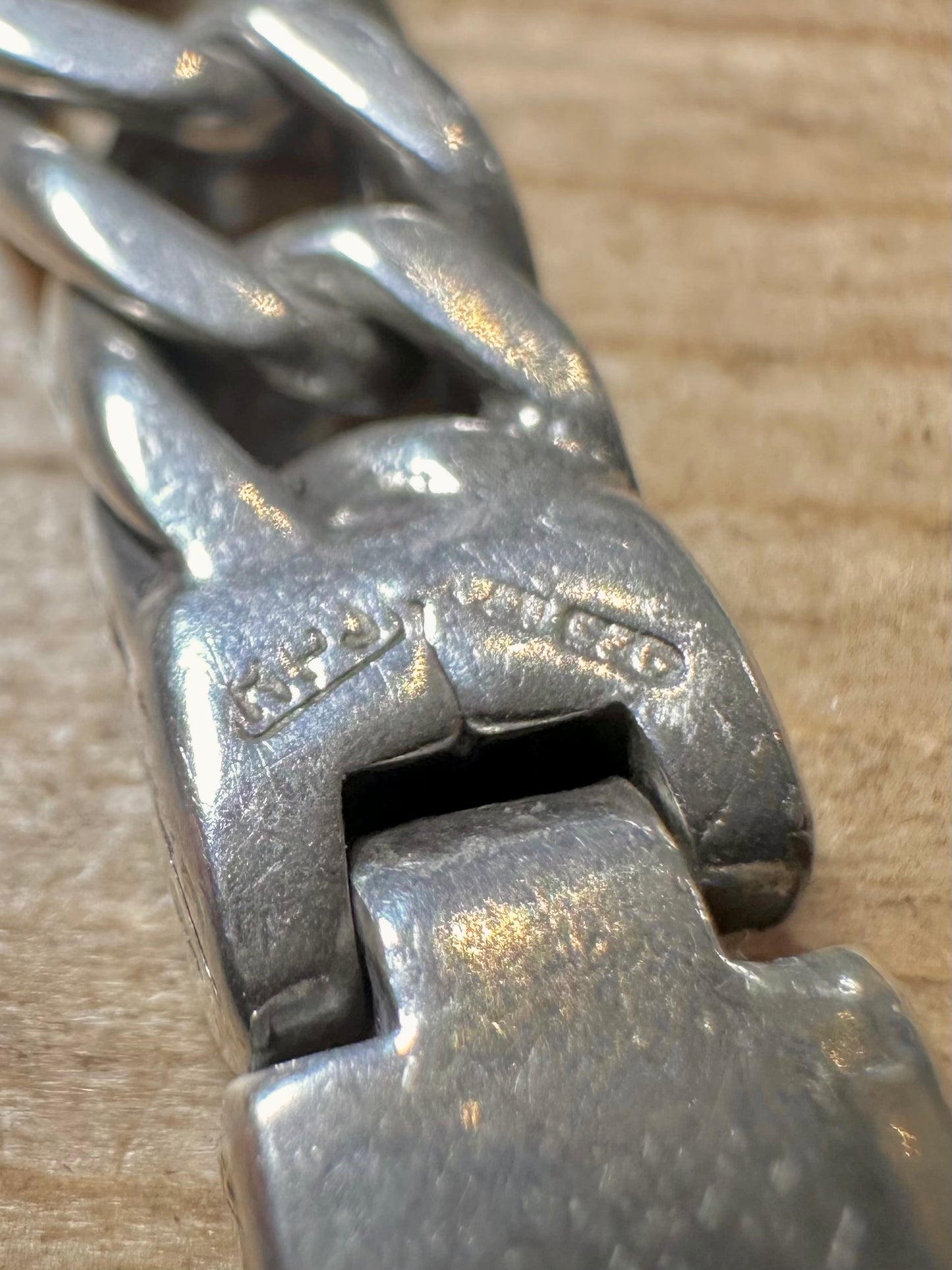 Vintage Chunky Double Curb Chain Link 925 Silver 8 inch Bracelet