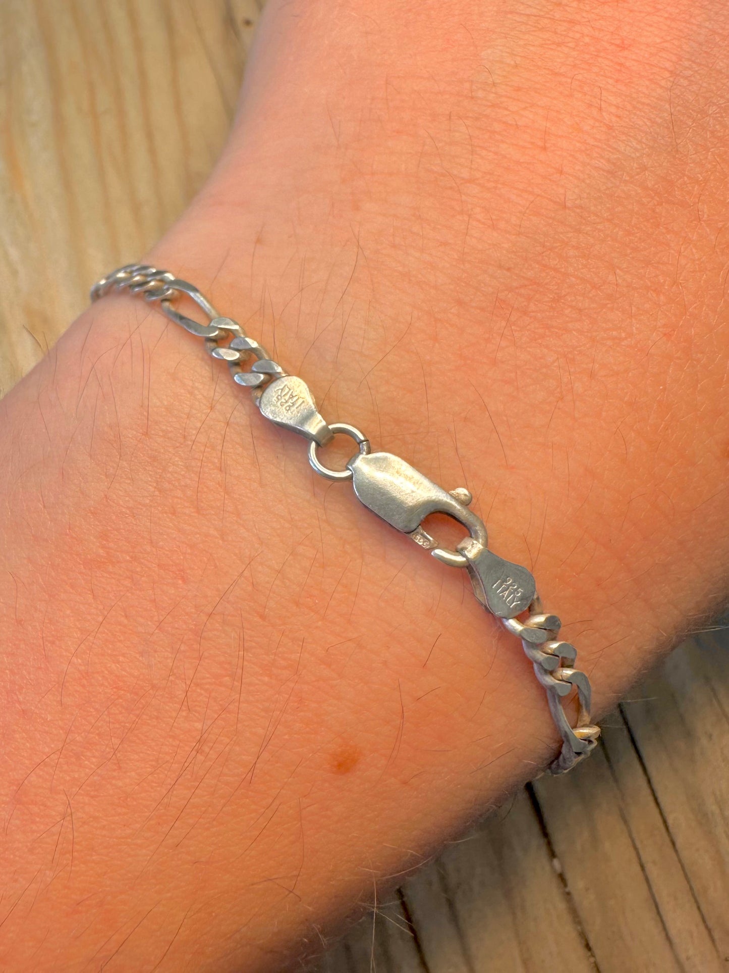Vintage Figaro Chain Italy 925 Sterling Silver 7.5 inch Bracelet