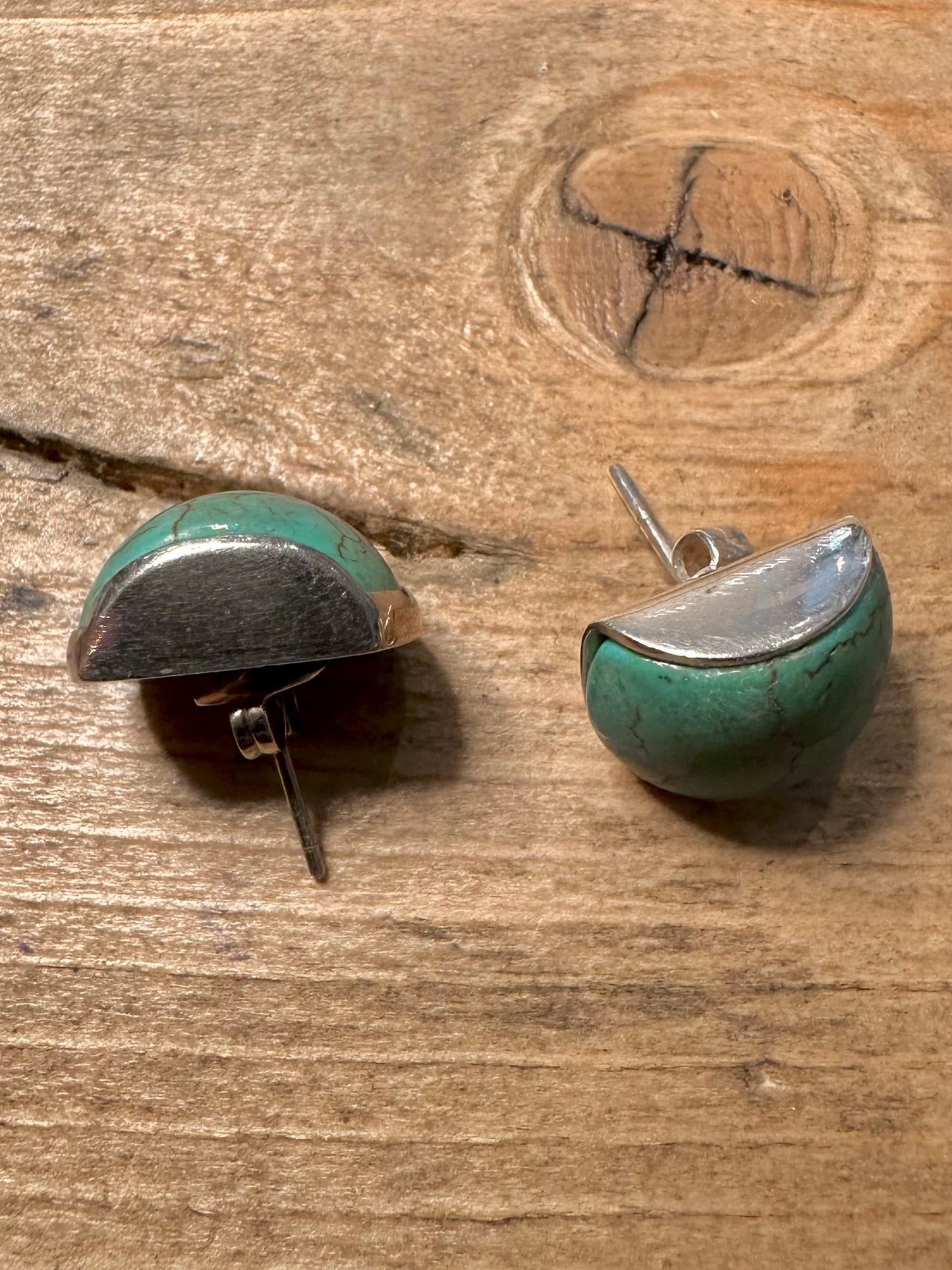 Abstract Turquoise Stud 925 Silver Earrings