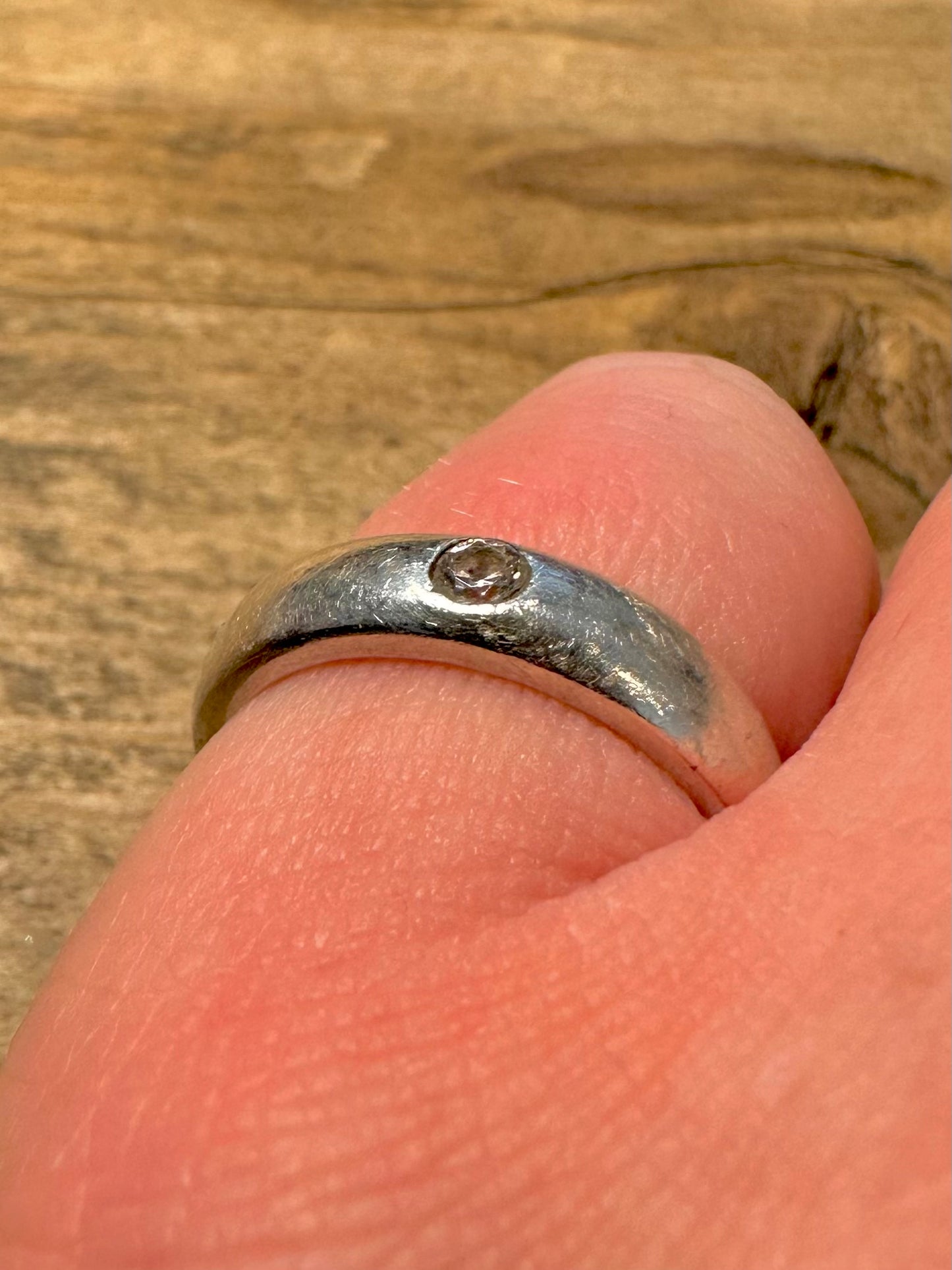 Vintage CZ Band 925 Silver Size N1/2 Ring