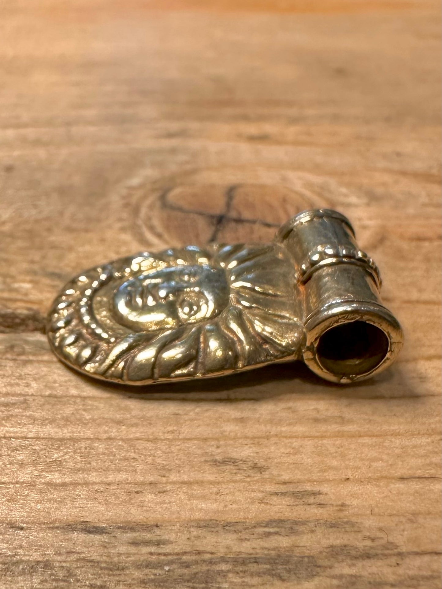 Vintage Face Gold on 925 Silver Pendant