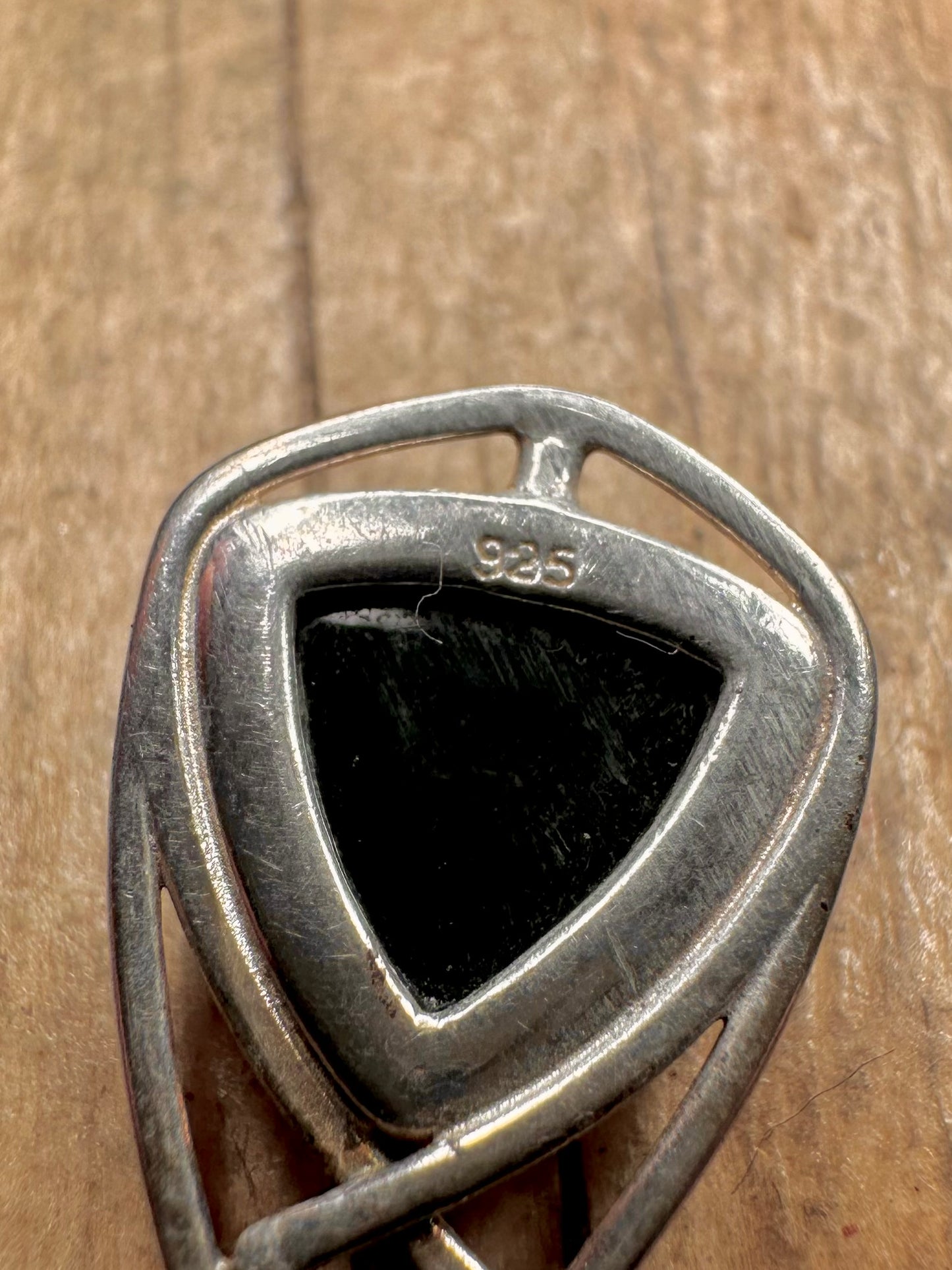 Vintage Bernsteinfarbener Abstrakter Dreieckiger 925 Sterling Silber Anhänger