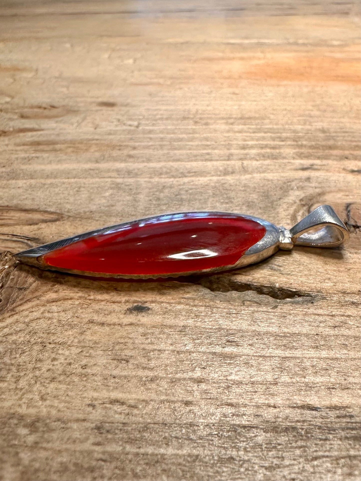 Modernist Carnelian 925 Silver Pendant