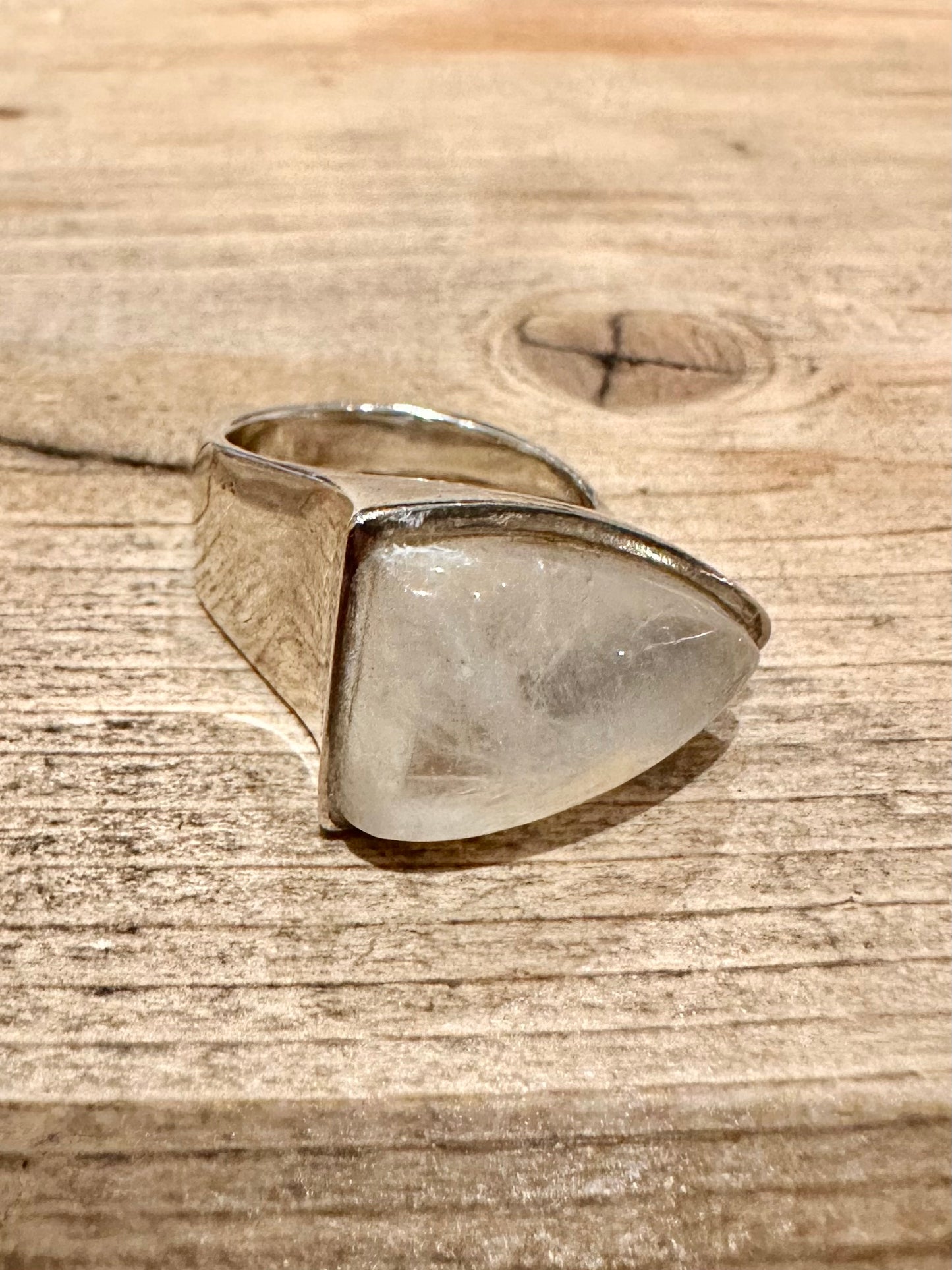 Abstract Moonstone Shape 925 Silver Size V Ring