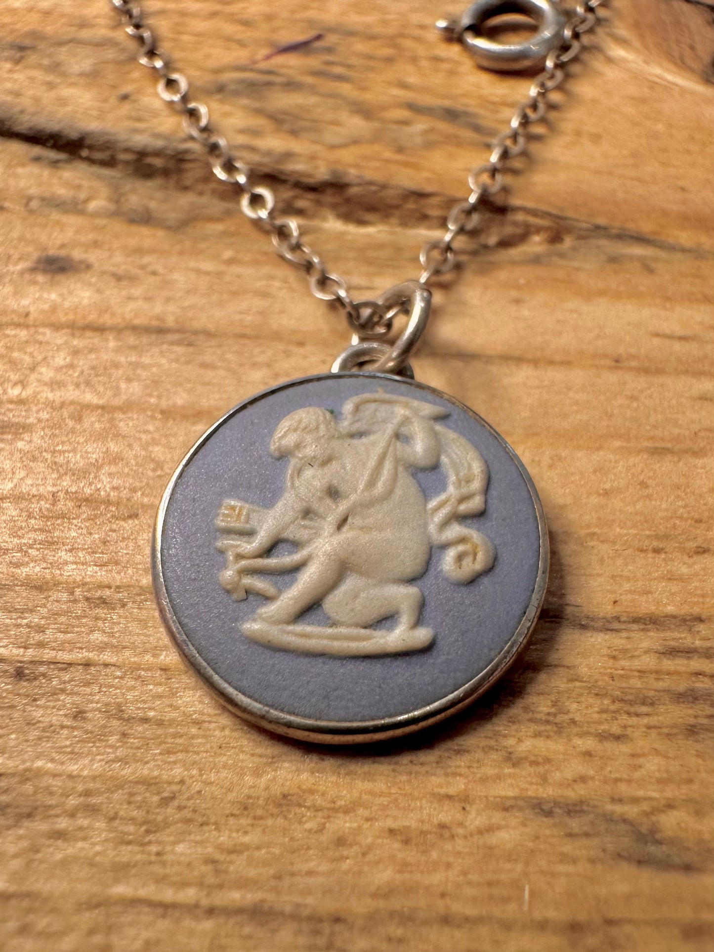 Vintage Blue Wedgwood Made in England 16.6 inch Necklace Pendant