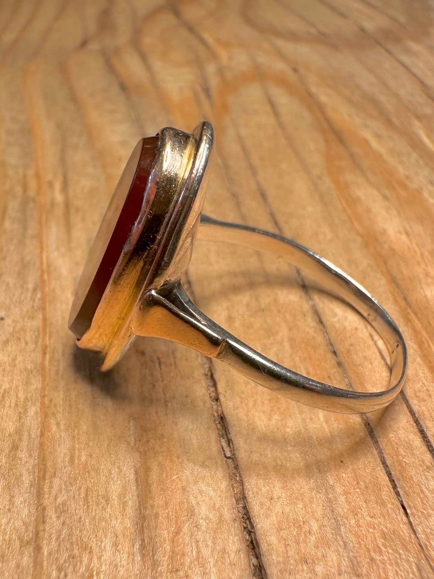 Vintage Oval Carnelian Gold on 925 Sterling Silver Size W Ring