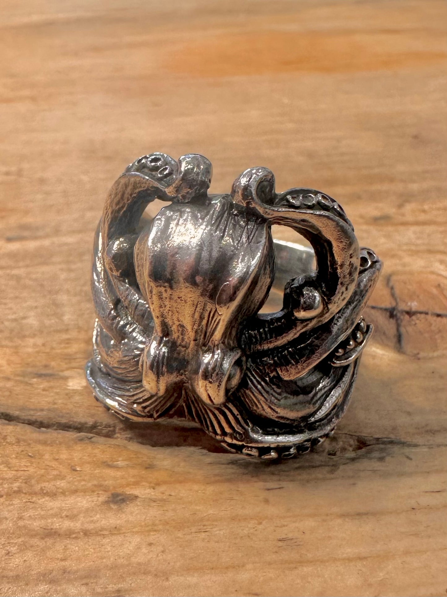 Vintage Large Octopus 925 Silver Size W1/2 Ring