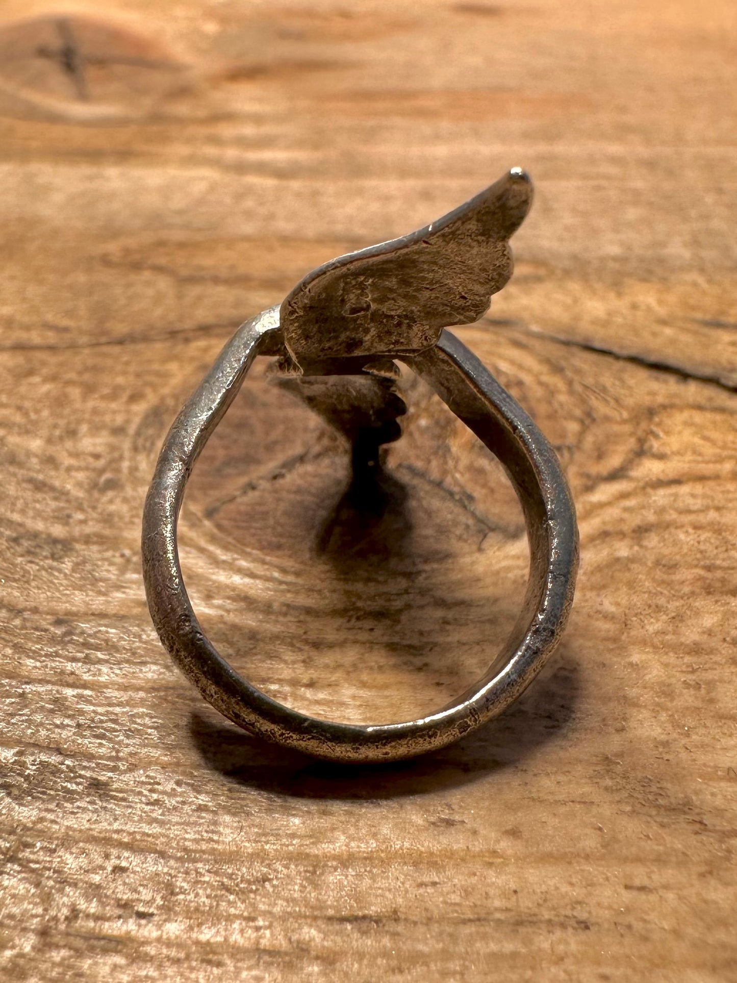 Vintage Handmade Wing 925 Silver Size J Ring