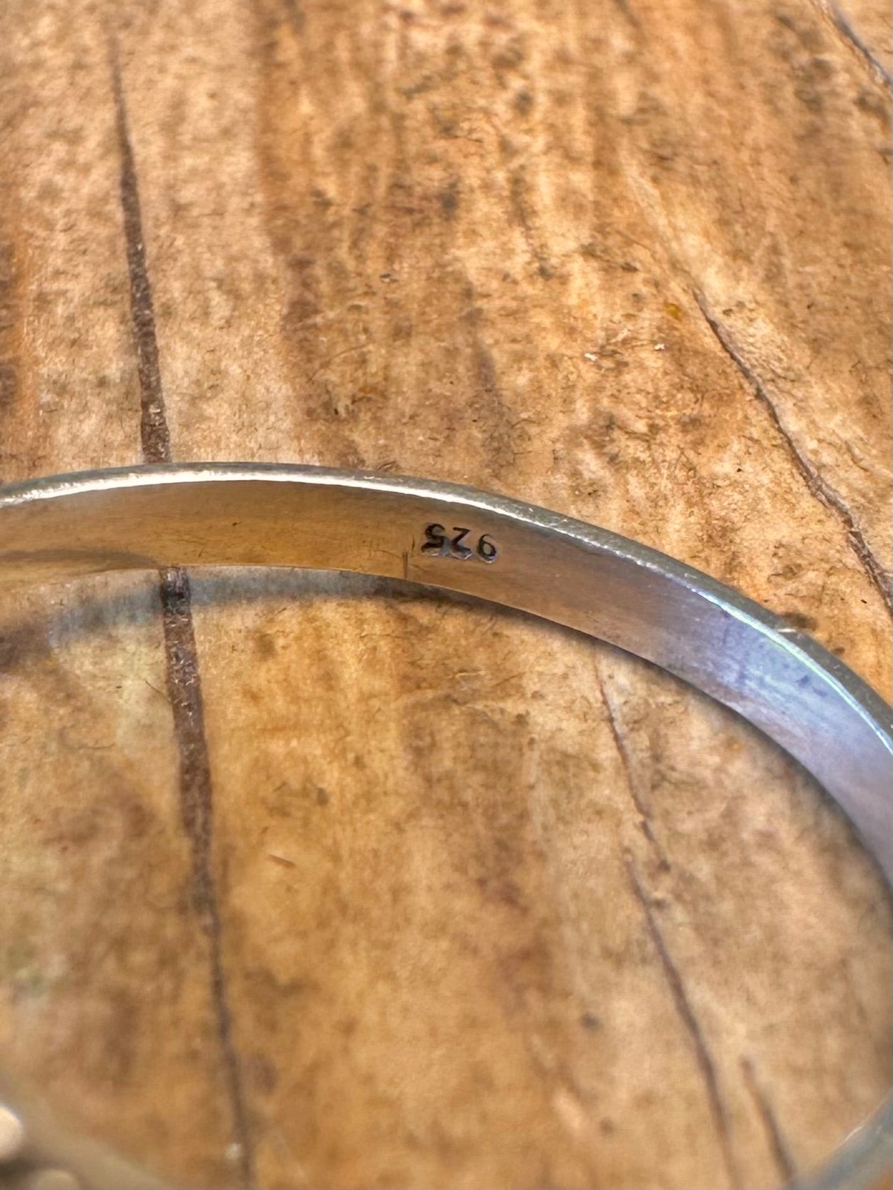 Blue Stone Swirl 925 Sterling Silver Size S Ring